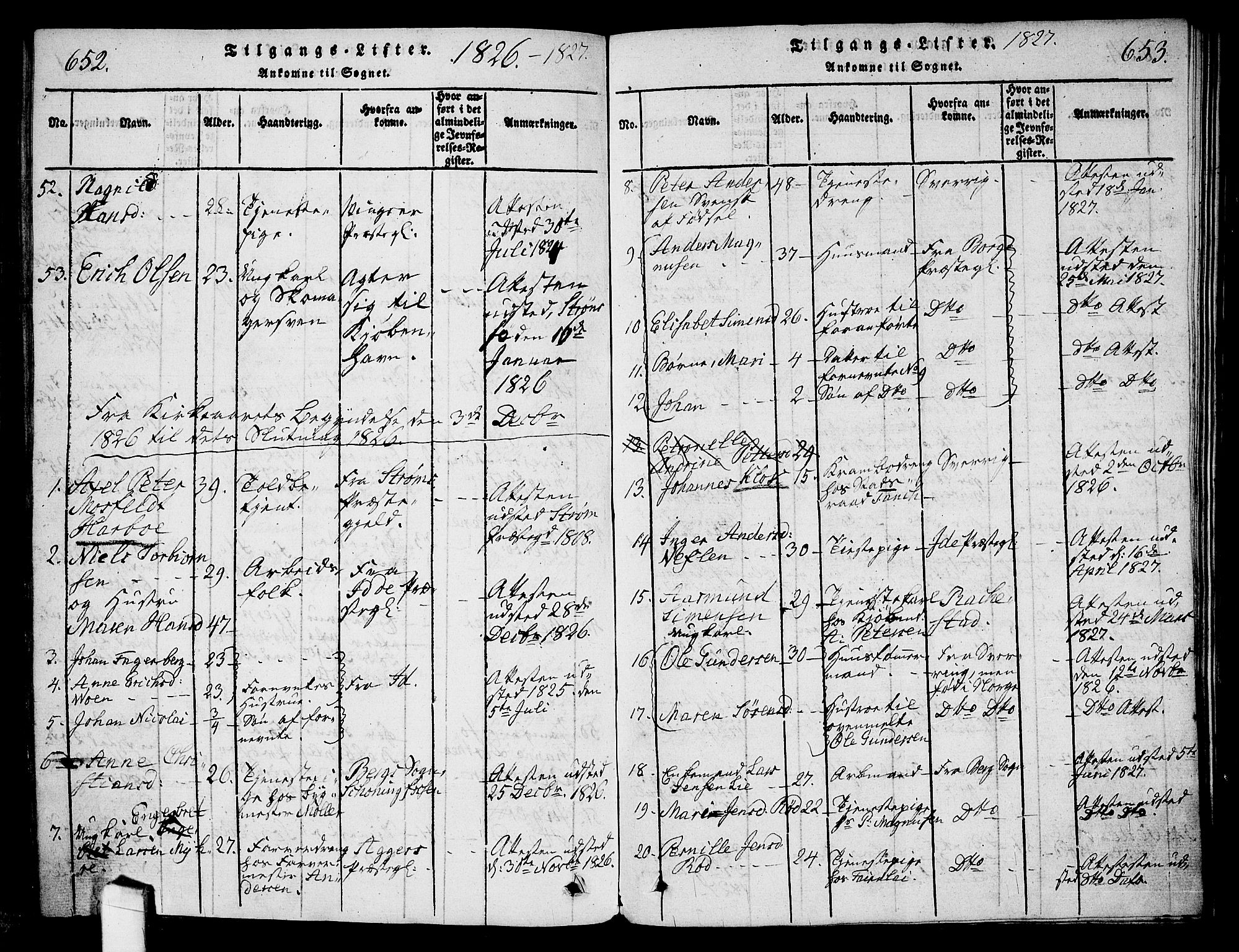 Halden prestekontor Kirkebøker, SAO/A-10909/G/Ga/L0001: Parish register (copy) no. 1, 1815-1833, p. 652-653