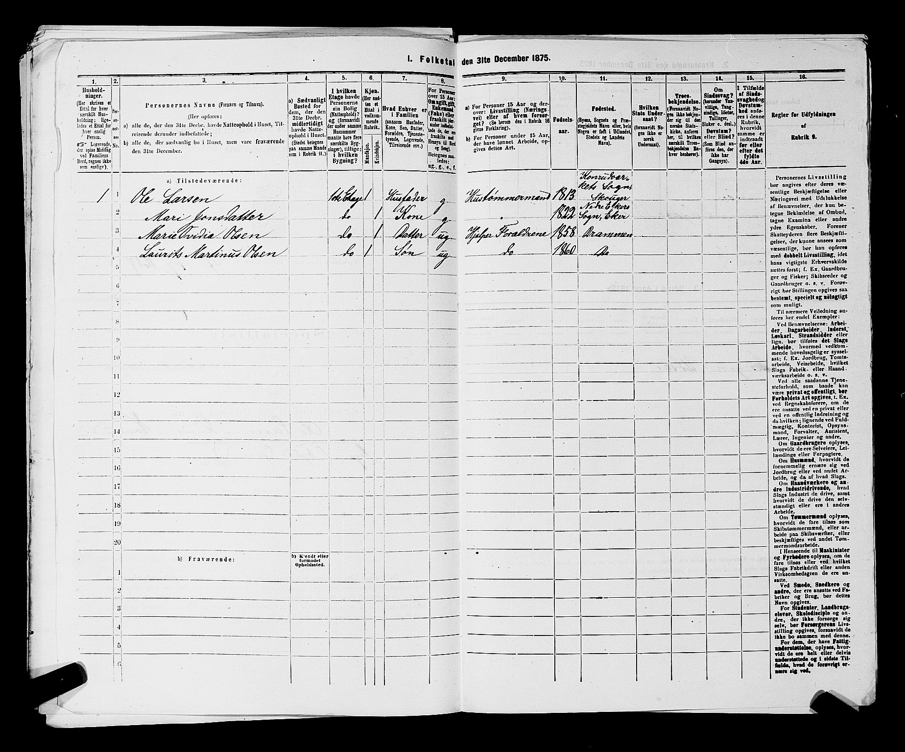 SAKO, 1875 census for 0602 Drammen, 1875, p. 3227