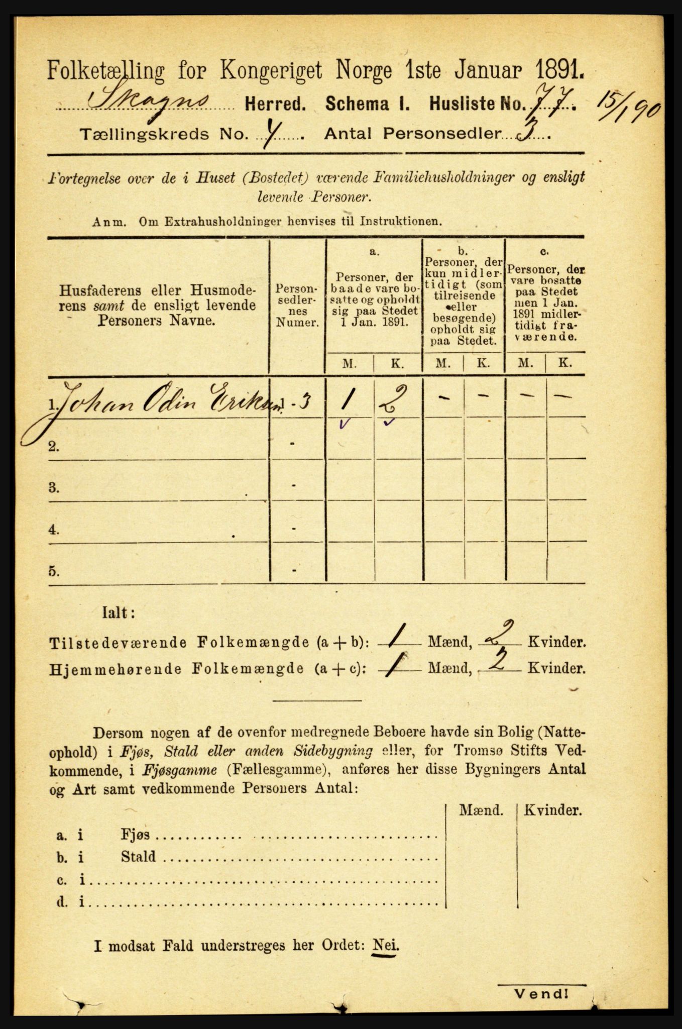 RA, 1891 census for 1719 Skogn, 1891, p. 2344