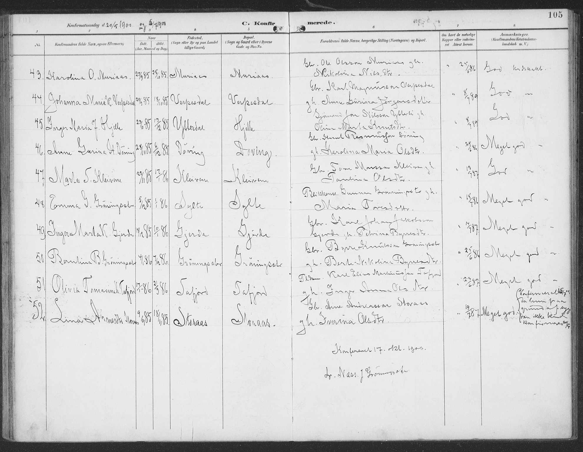 Ministerialprotokoller, klokkerbøker og fødselsregistre - Møre og Romsdal, SAT/A-1454/519/L0256: Parish register (official) no. 519A15, 1895-1912, p. 105
