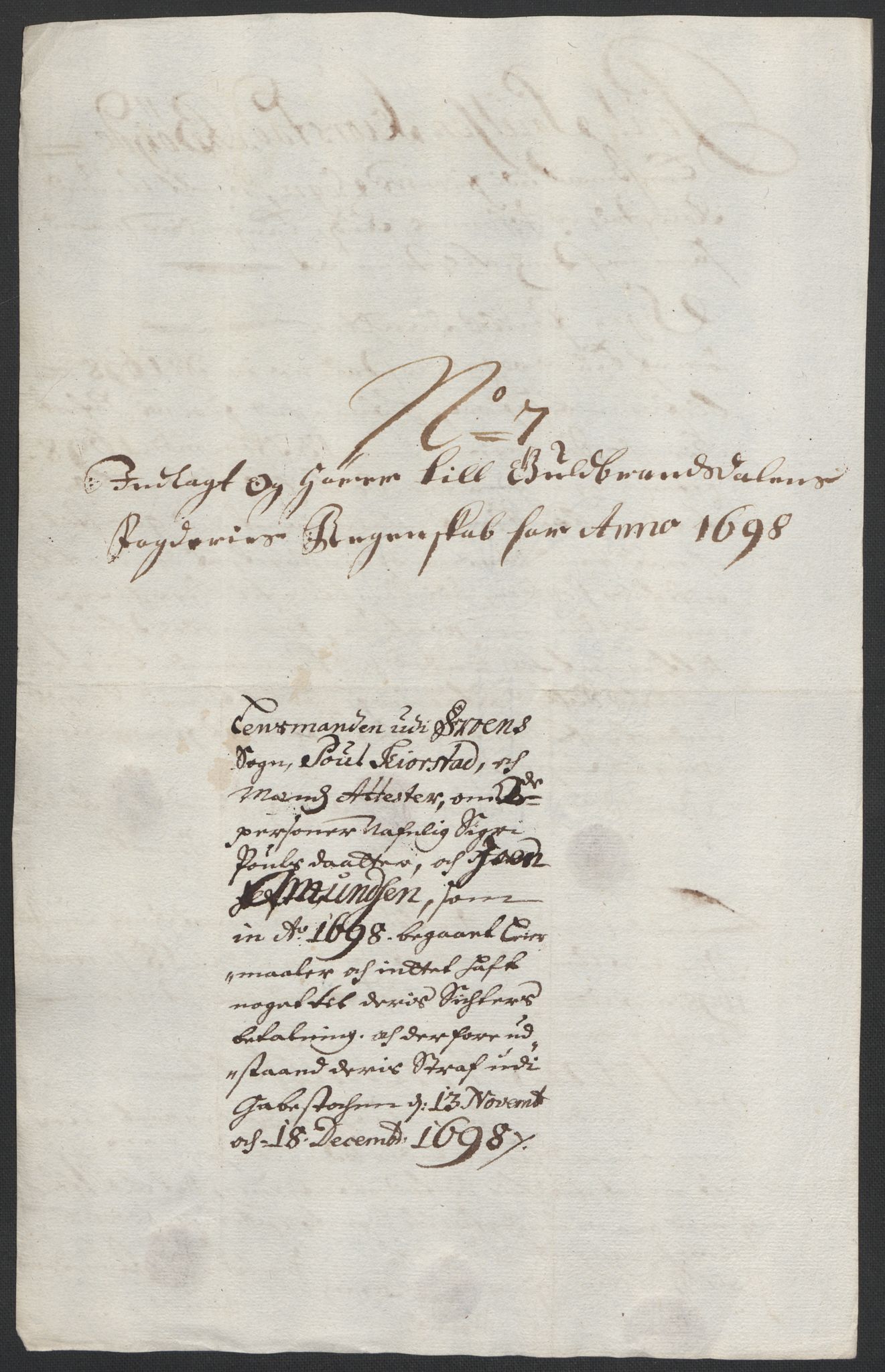 Rentekammeret inntil 1814, Reviderte regnskaper, Fogderegnskap, AV/RA-EA-4092/R17/L1171: Fogderegnskap Gudbrandsdal, 1698, p. 77