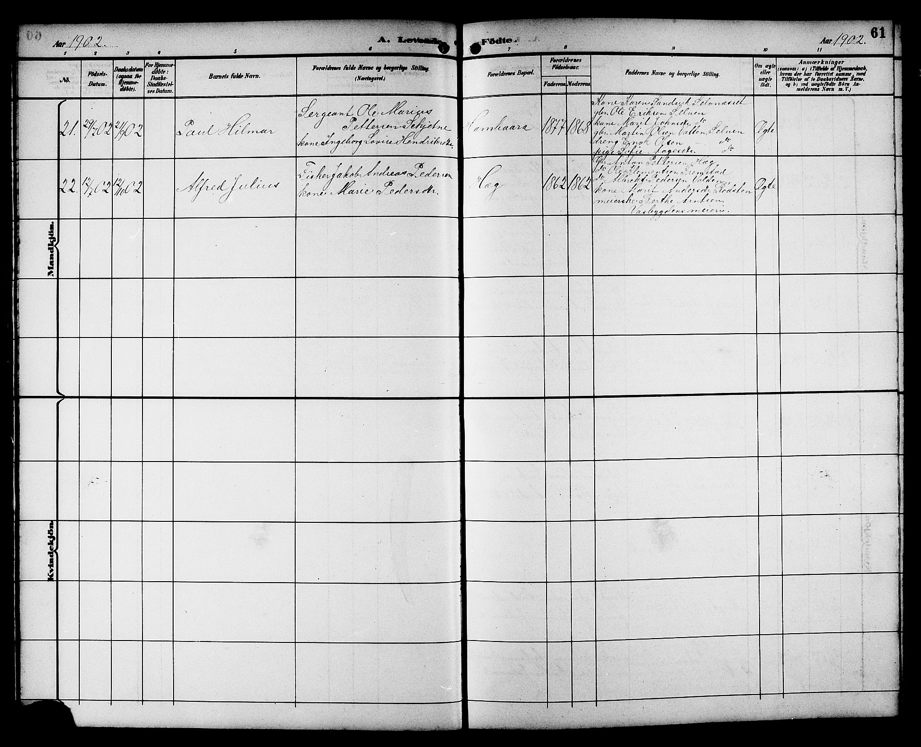 Ministerialprotokoller, klokkerbøker og fødselsregistre - Sør-Trøndelag, SAT/A-1456/662/L0757: Parish register (copy) no. 662C02, 1892-1918, p. 61