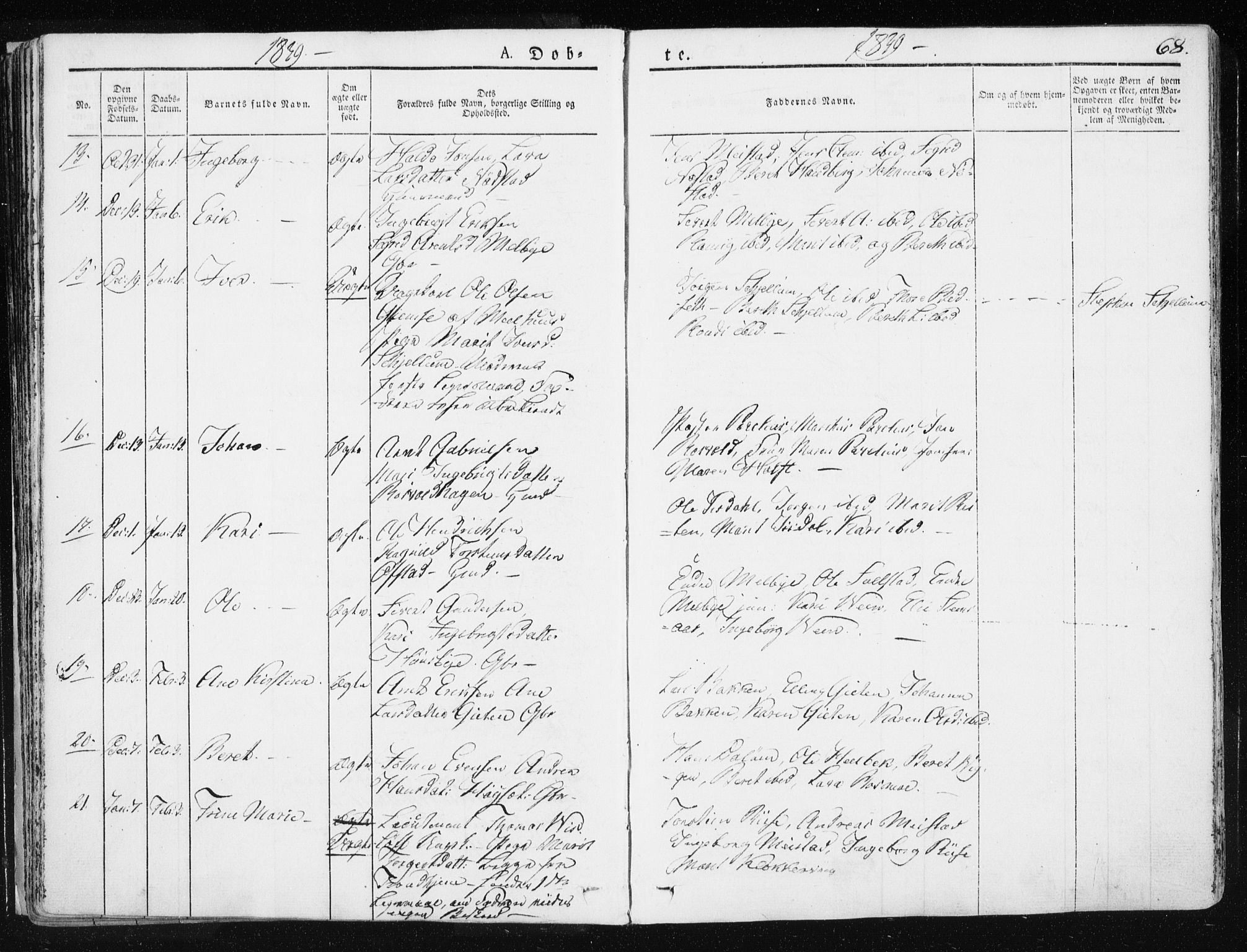 Ministerialprotokoller, klokkerbøker og fødselsregistre - Sør-Trøndelag, SAT/A-1456/665/L0771: Parish register (official) no. 665A06, 1830-1856, p. 68