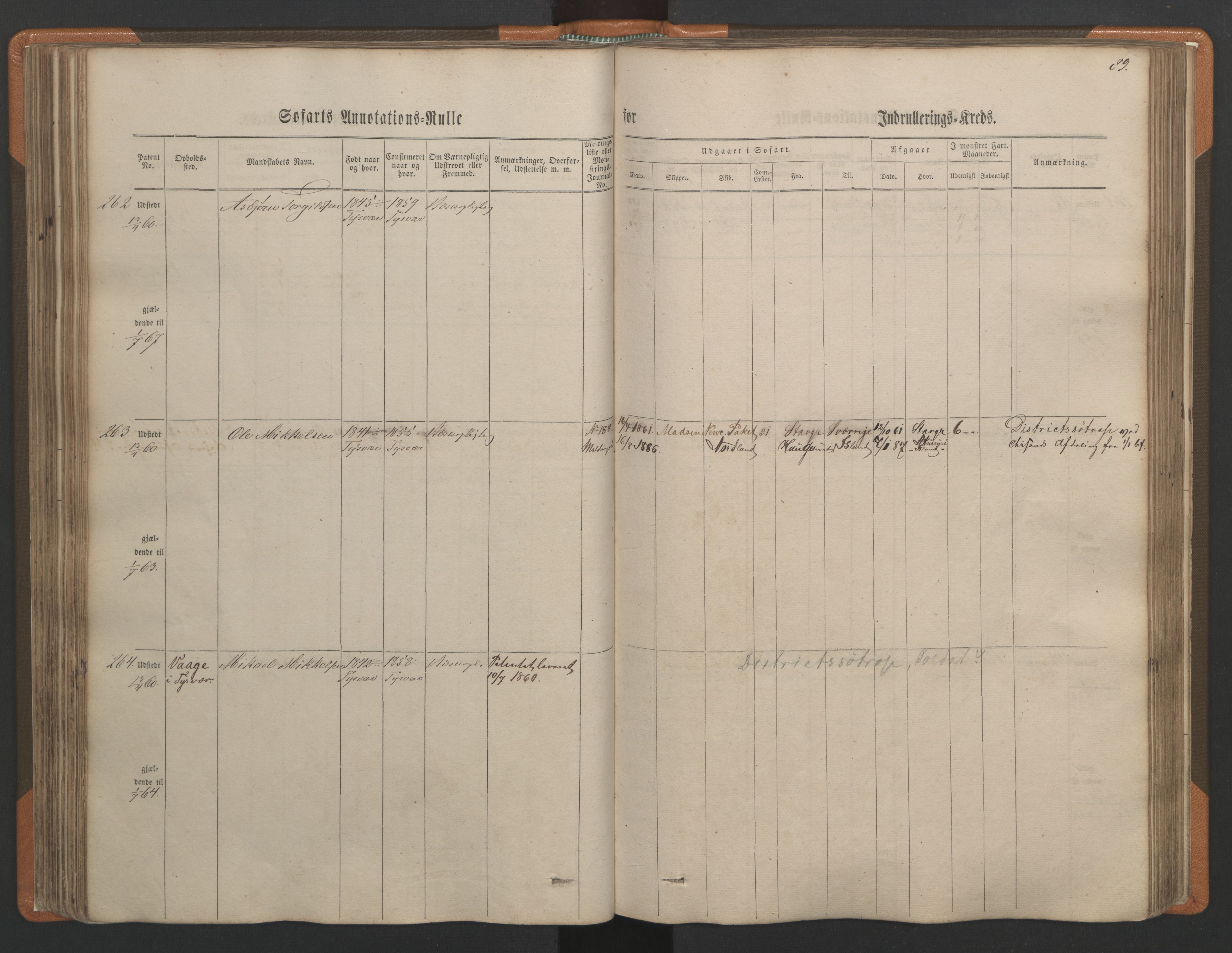 Stavanger sjømannskontor, AV/SAST-A-102006/F/Ff/L0001: Annotasjonsrulle, patentnr. 1-597 (del 1), 1860-1864, p. 98