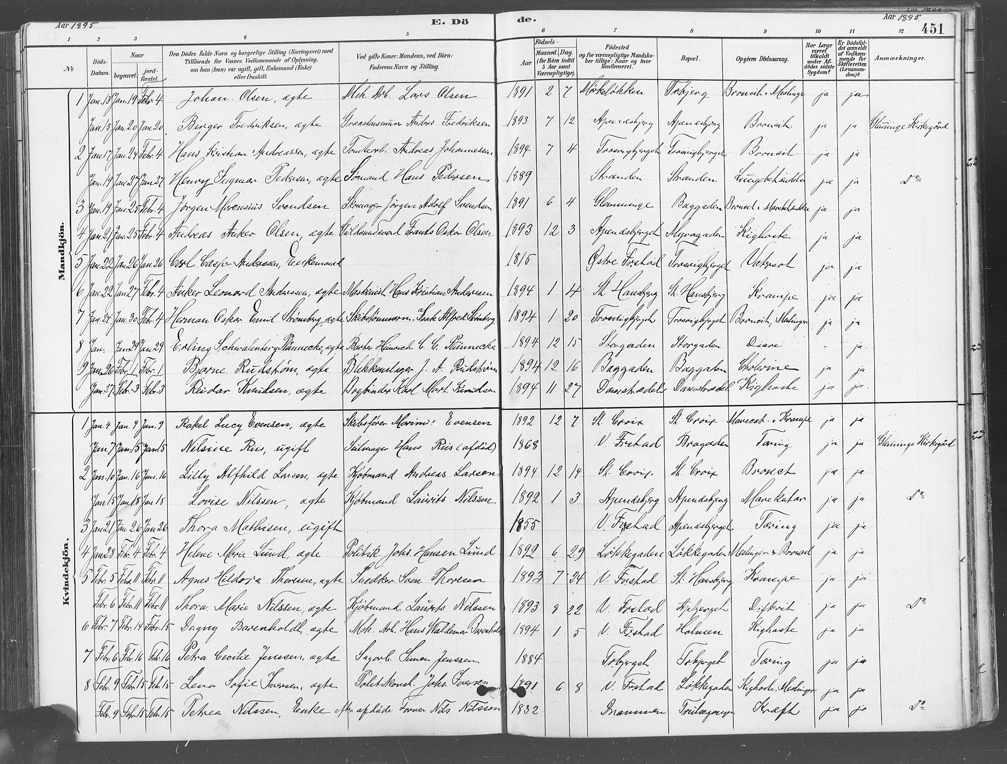 Fredrikstad domkirkes prestekontor Kirkebøker, AV/SAO-A-10906/G/Ga/L0003: Parish register (copy) no. 3, 1880-1900, p. 451