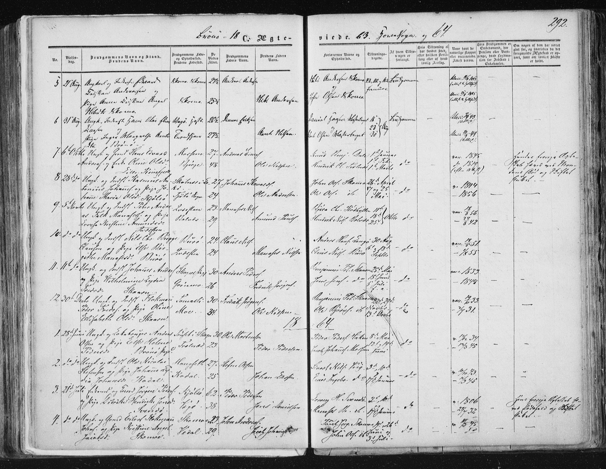 Ministerialprotokoller, klokkerbøker og fødselsregistre - Nordland, SAT/A-1459/813/L0198: Parish register (official) no. 813A08, 1834-1874, p. 292