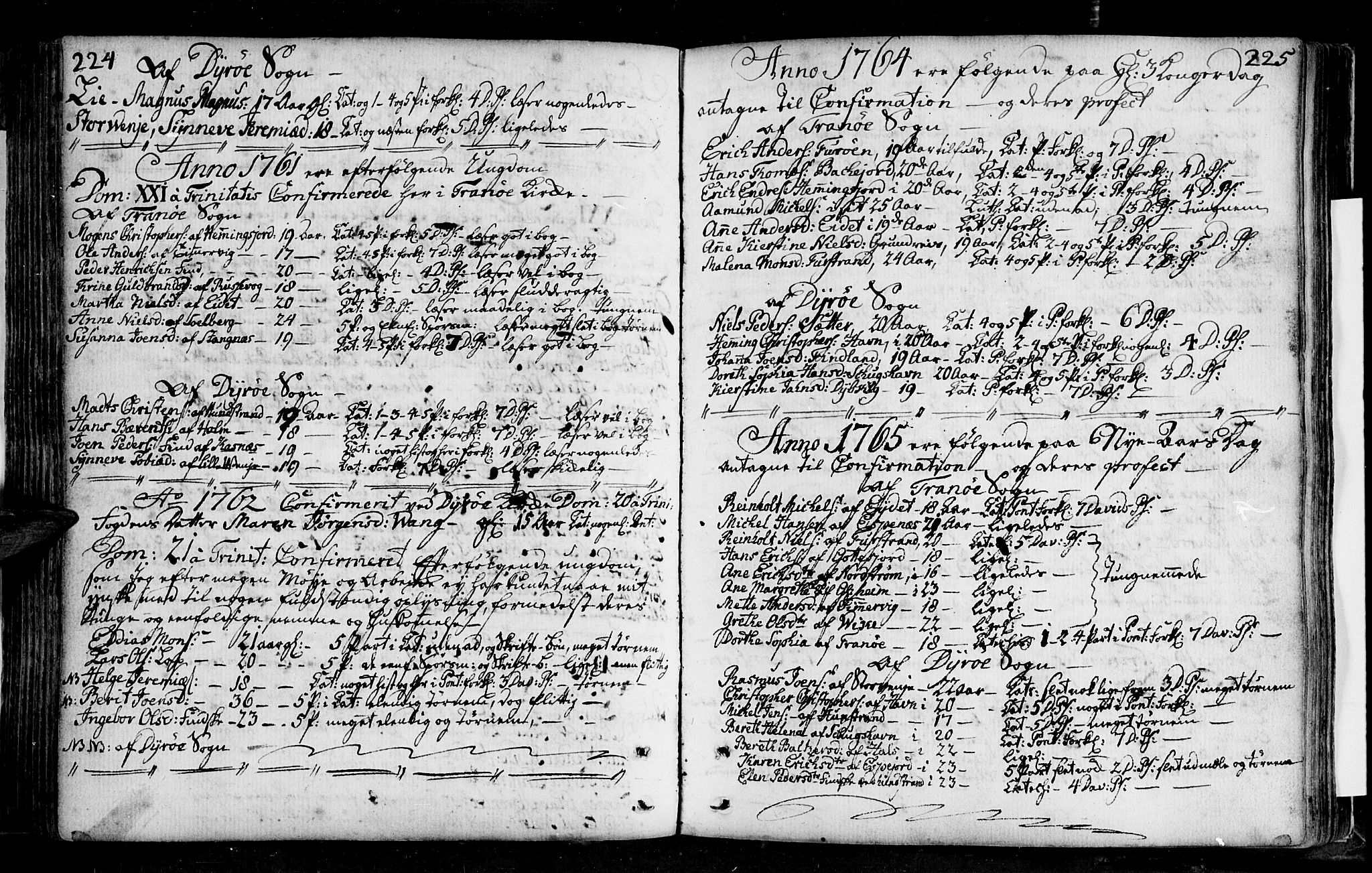 Tranøy sokneprestkontor, SATØ/S-1313/I/Ia/Iaa/L0001kirke: Parish register (official) no. 1, 1757-1773, p. 224-225
