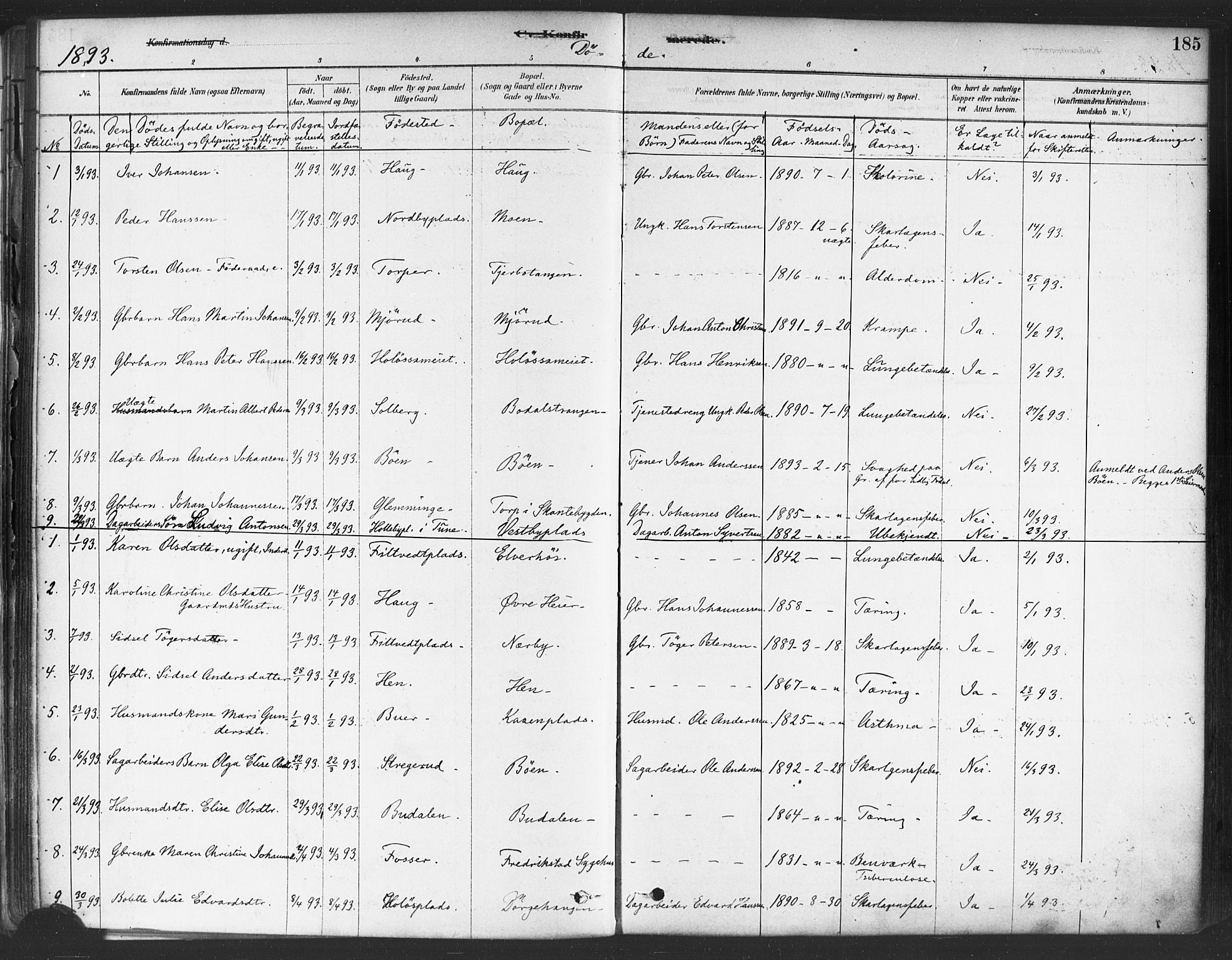 Rakkestad prestekontor Kirkebøker, AV/SAO-A-2008/F/Fa/L0012: Parish register (official) no. I 12, 1878-1893, p. 185