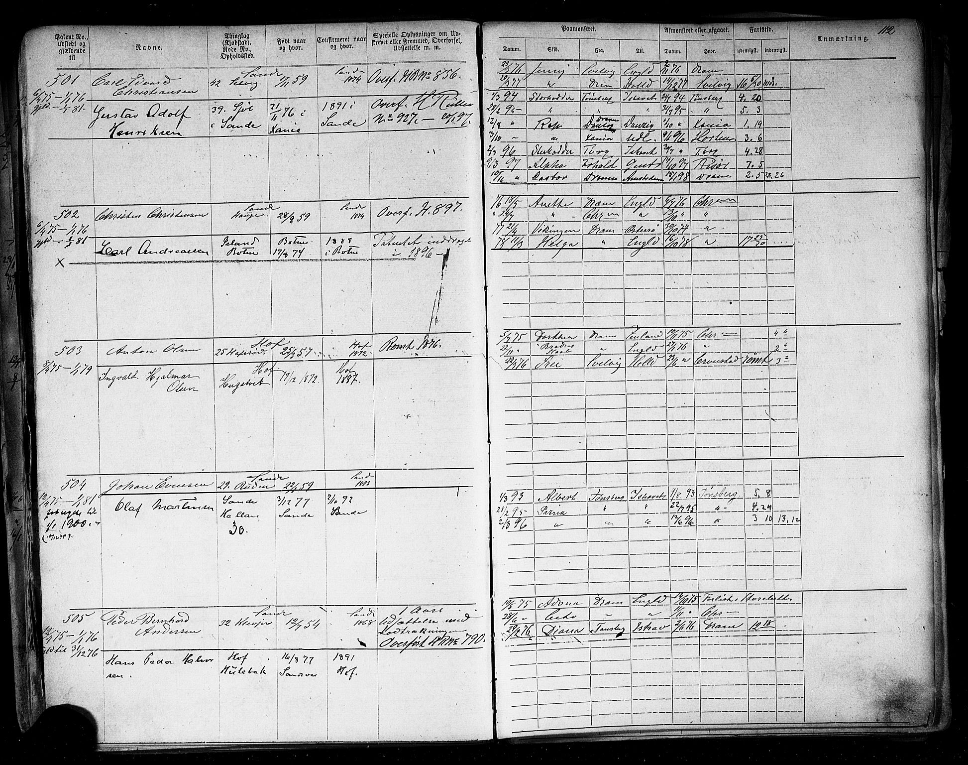 Holmestrand innrulleringskontor, SAKO/A-1151/F/Fb/L0003: Annotasjonsrulle, 1868-1886, p. 103