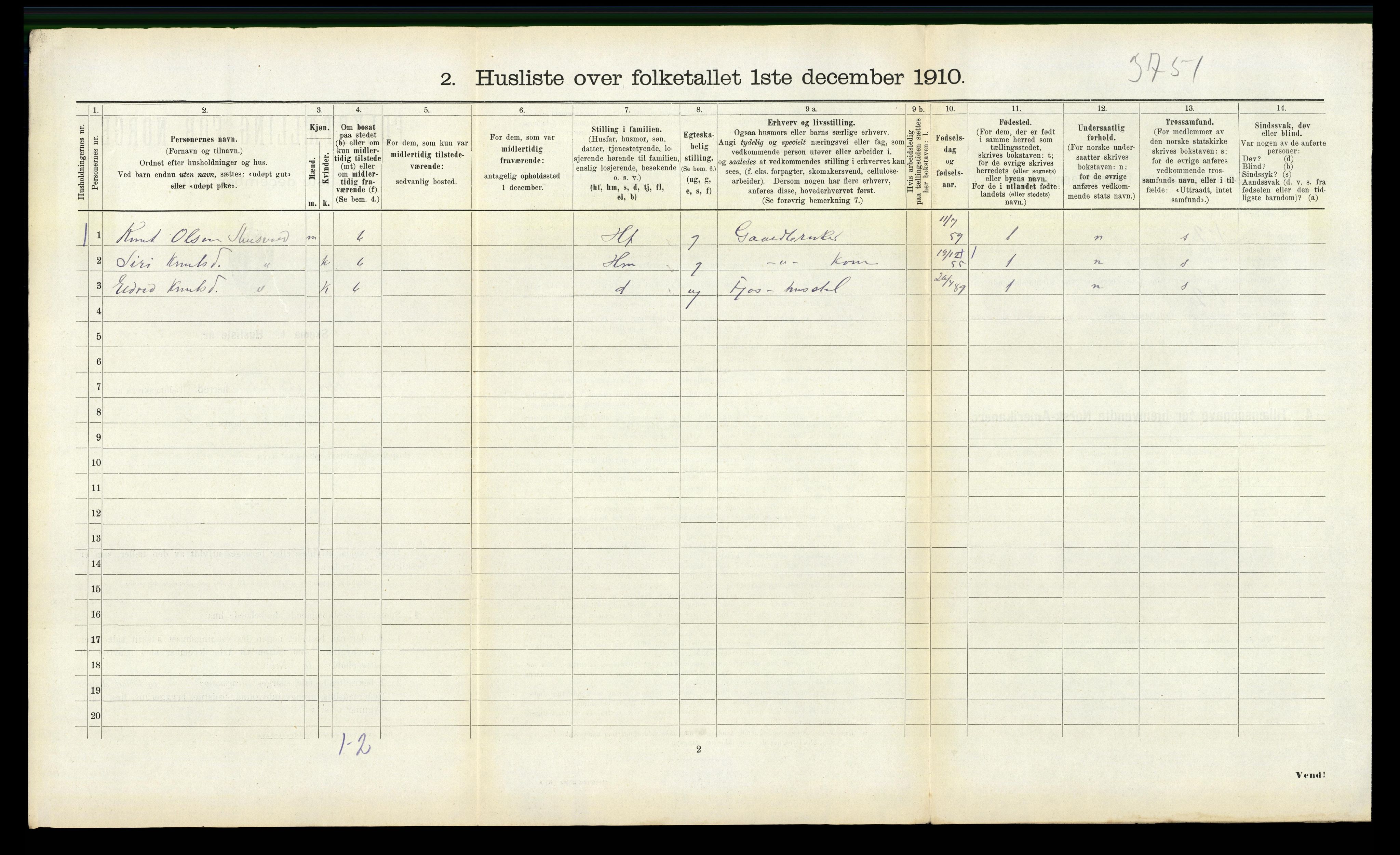 RA, 1910 census for Eresfjord og Vistdal, 1910, p. 152