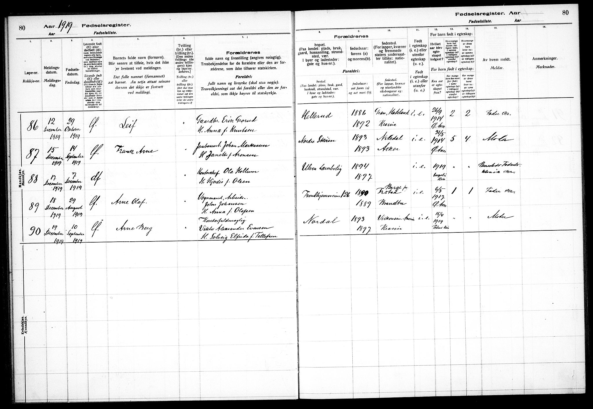 Østre Aker prestekontor Kirkebøker, AV/SAO-A-10840/J/Ja/L0001: Birth register no. I 1, 1916-1923, p. 80