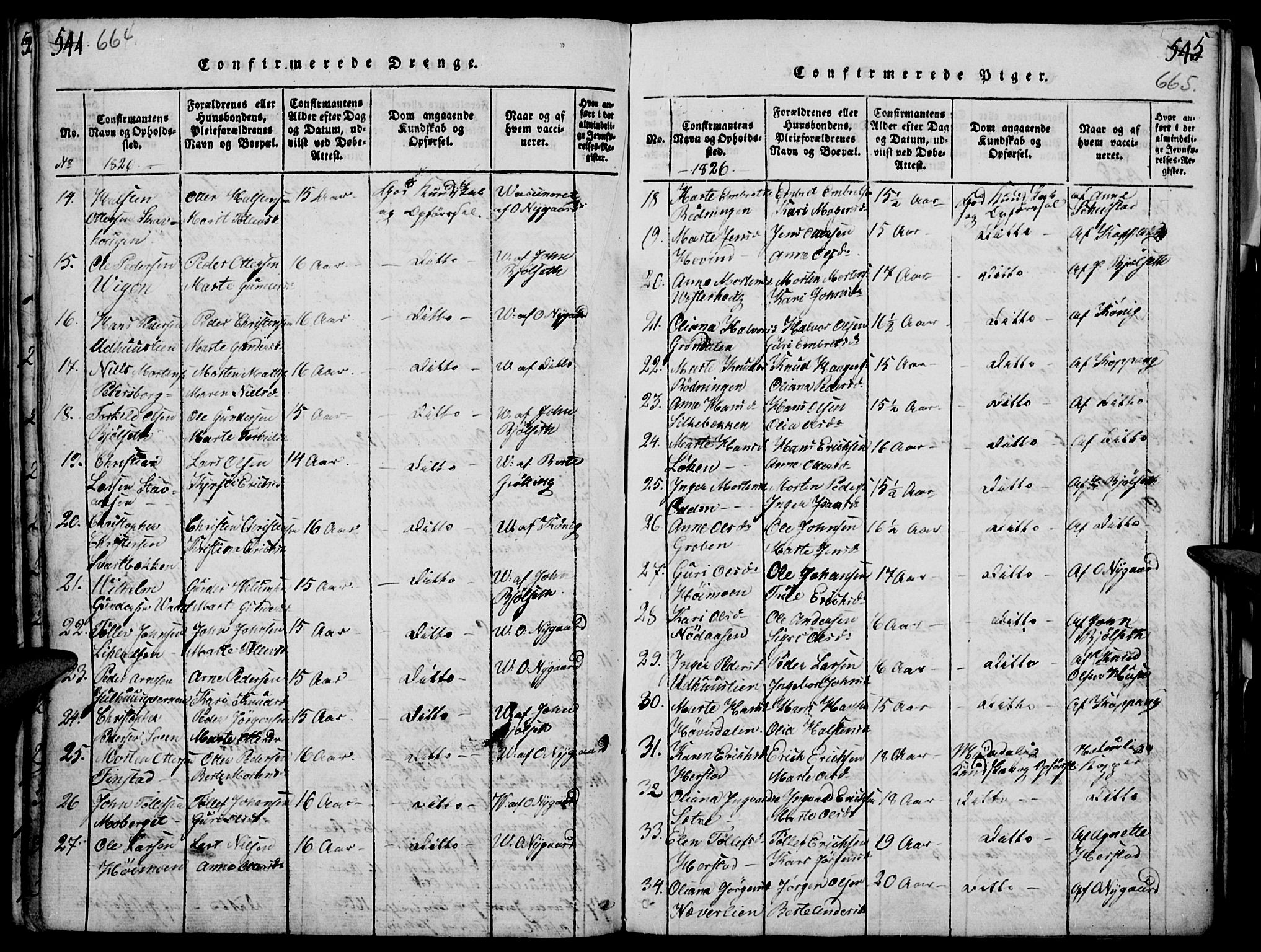 Elverum prestekontor, AV/SAH-PREST-044/H/Ha/Haa/L0007: Parish register (official) no. 7, 1815-1830, p. 664-665