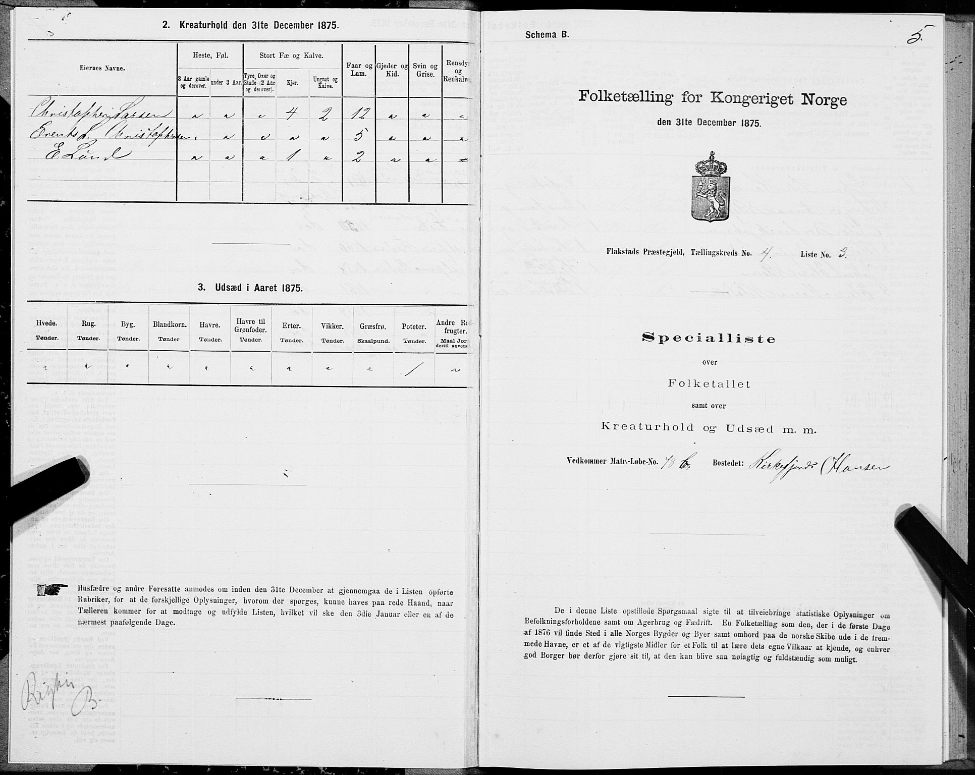 SAT, 1875 census for 1859P Flakstad, 1875, p. 2005