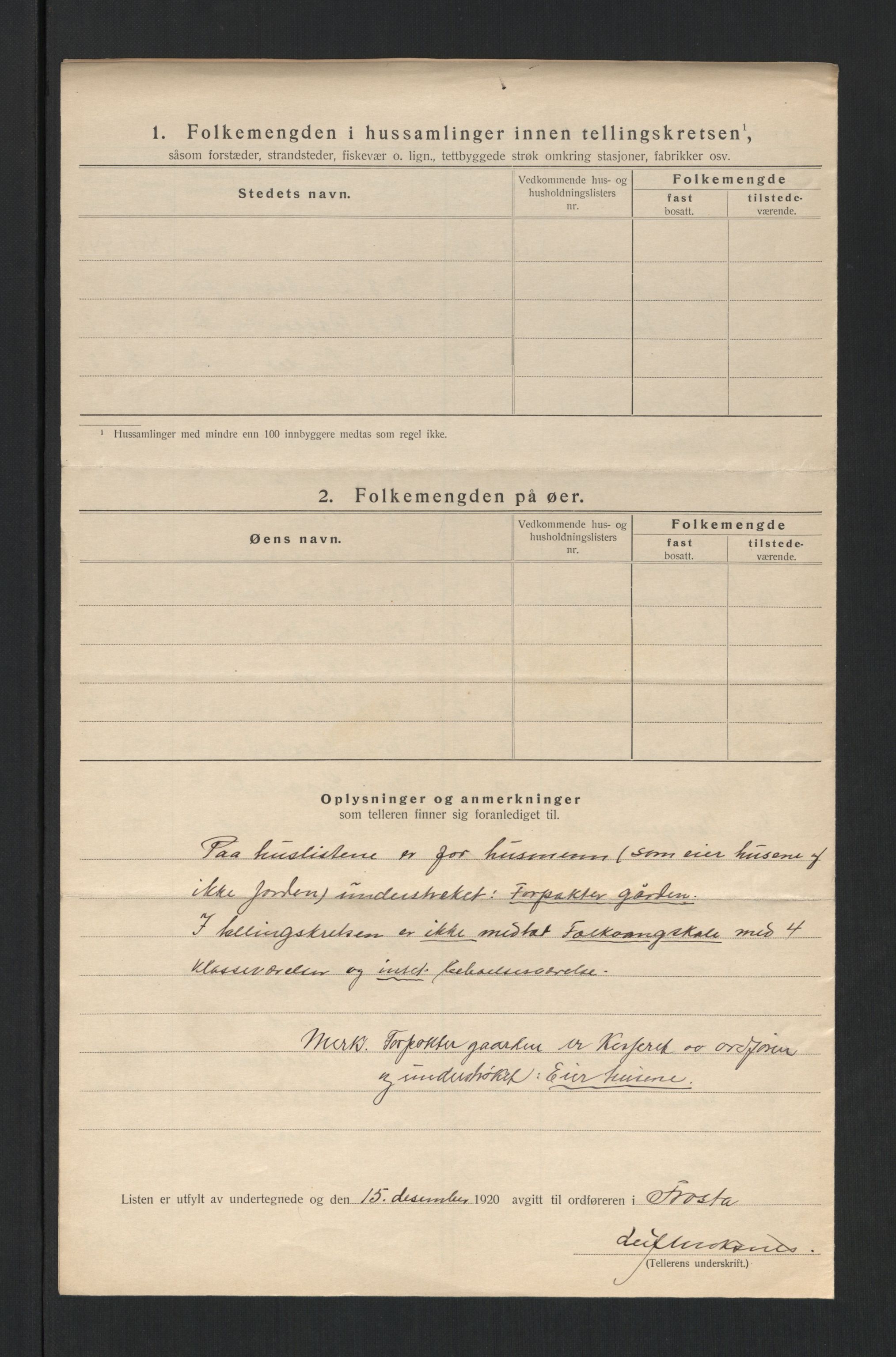 SAT, 1920 census for Frosta, 1920, p. 17