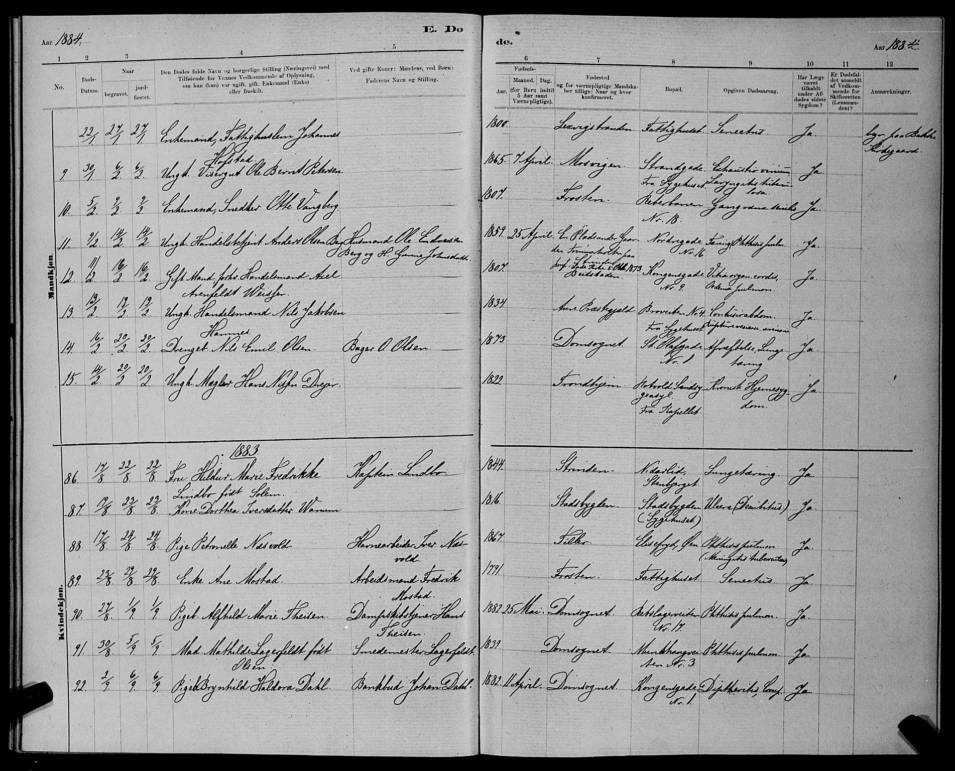 Ministerialprotokoller, klokkerbøker og fødselsregistre - Sør-Trøndelag, AV/SAT-A-1456/601/L0093: Parish register (copy) no. 601C11, 1882-1898