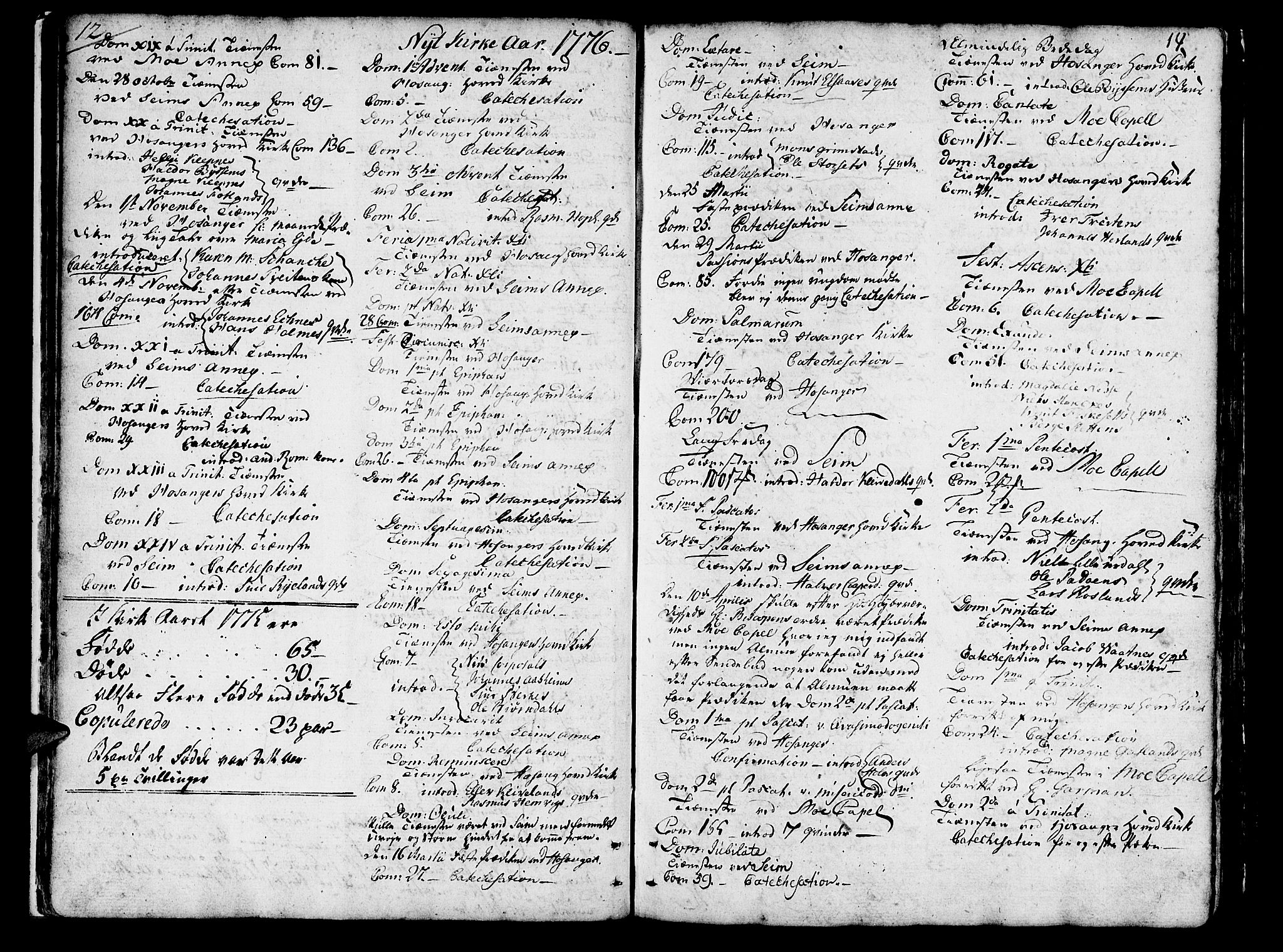 Hosanger sokneprestembete, SAB/A-75801/H/Haa: Parish register (official) no. A 2 /1, 1766-1793, p. 14