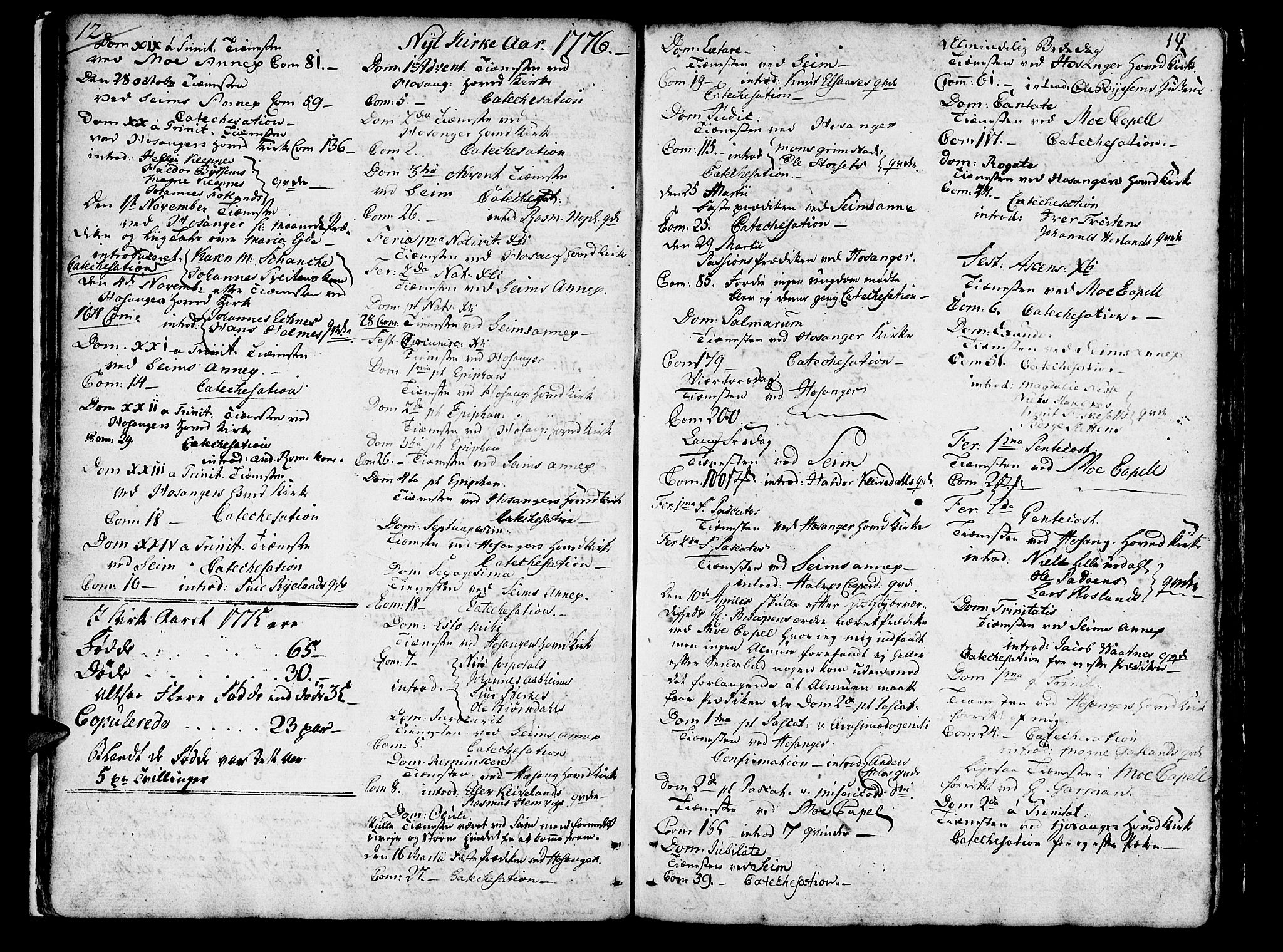 Hosanger sokneprestembete, AV/SAB-A-75801/H/Haa: Parish register (official) no. A 2 /1, 1766-1793, p. 14