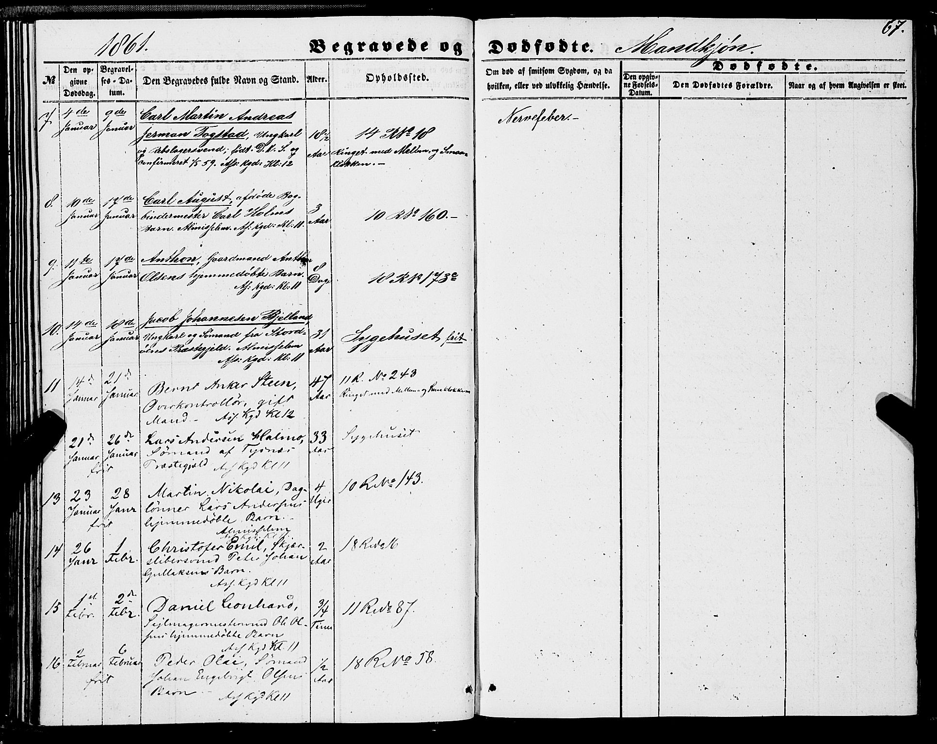 Domkirken sokneprestembete, AV/SAB-A-74801/H/Haa/L0041: Parish register (official) no. E 2, 1853-1863, p. 67