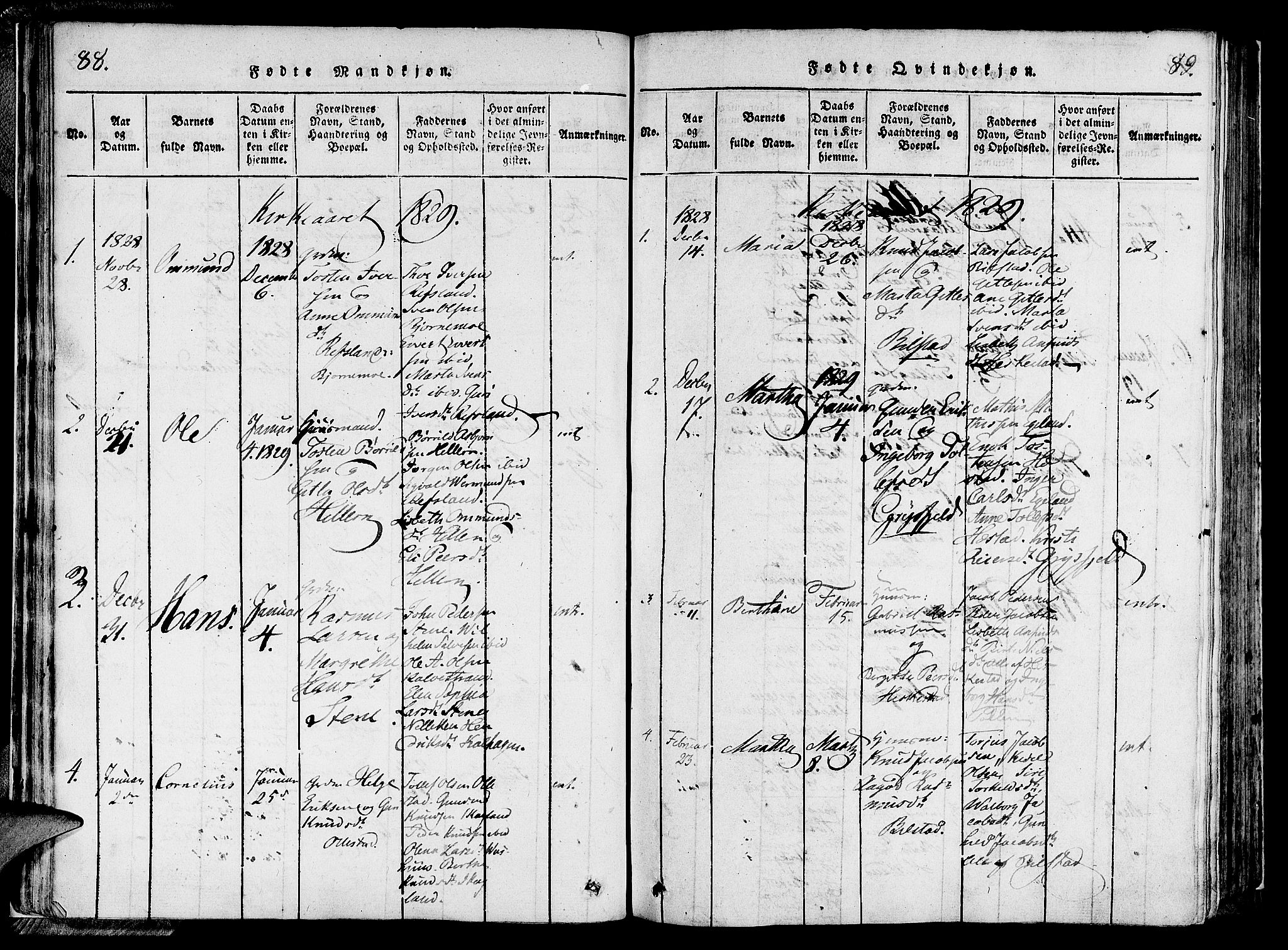 Lund sokneprestkontor, SAST/A-101809/S06/L0006: Parish register (official) no. A 6, 1816-1839, p. 88-89