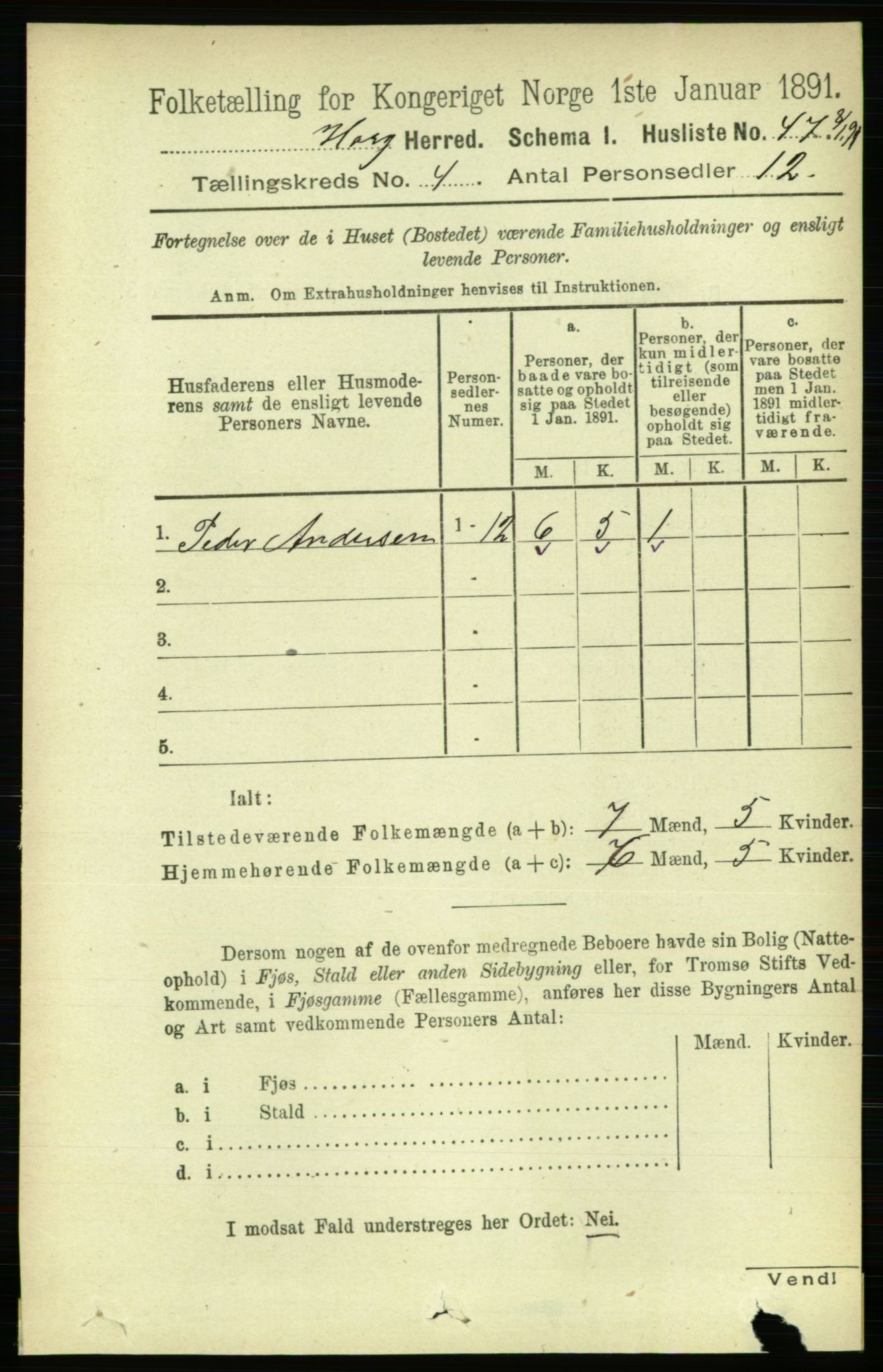 RA, 1891 census for 1650 Horg, 1891, p. 1550