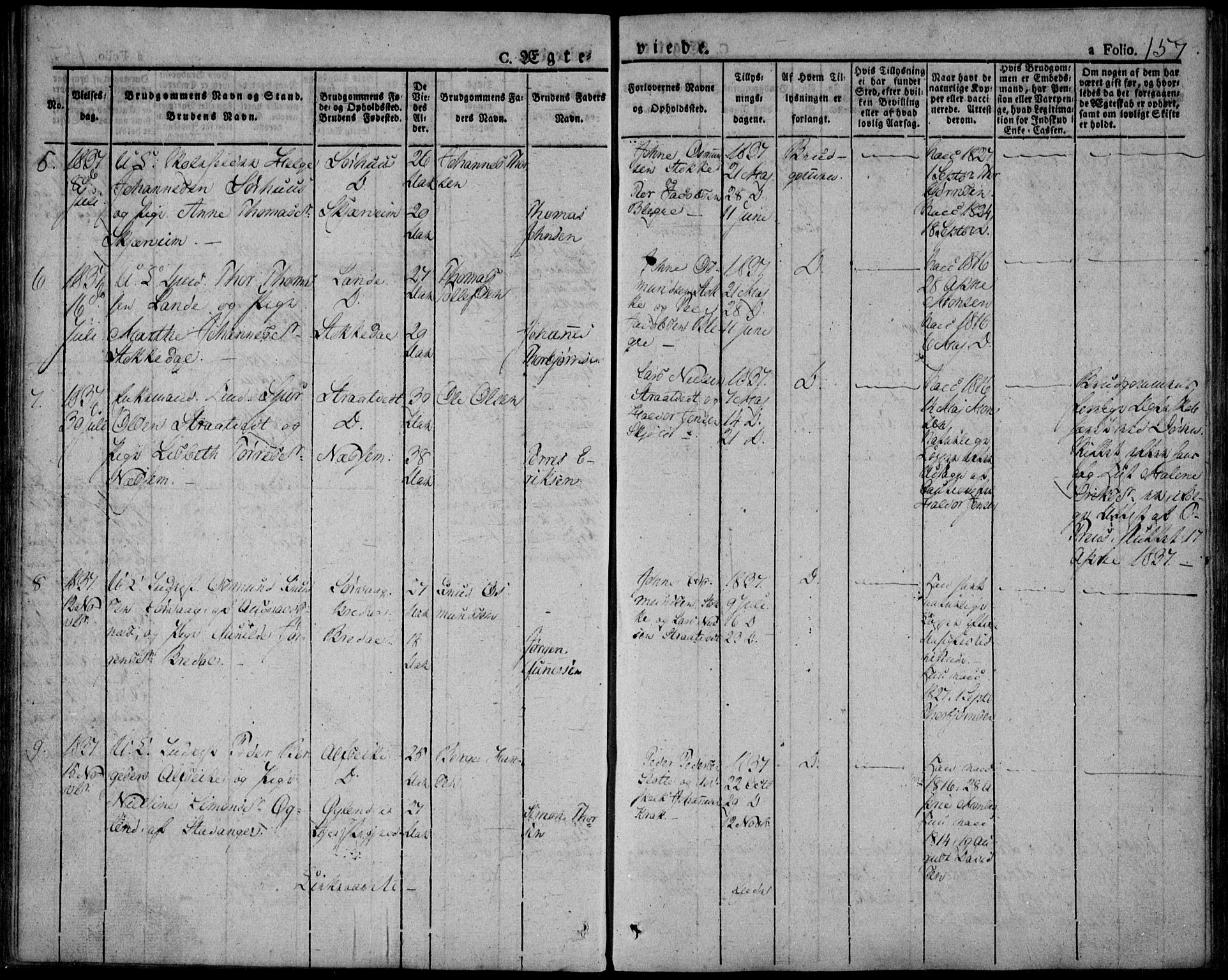 Skjold sokneprestkontor, AV/SAST-A-101847/H/Ha/Haa/L0005: Parish register (official) no. A 5, 1830-1856, p. 157