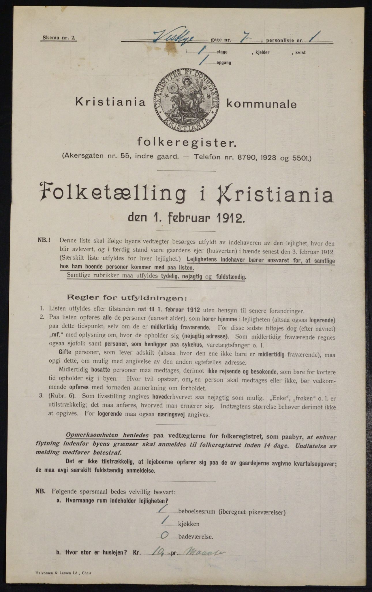 OBA, Municipal Census 1912 for Kristiania, 1912, p. 122307