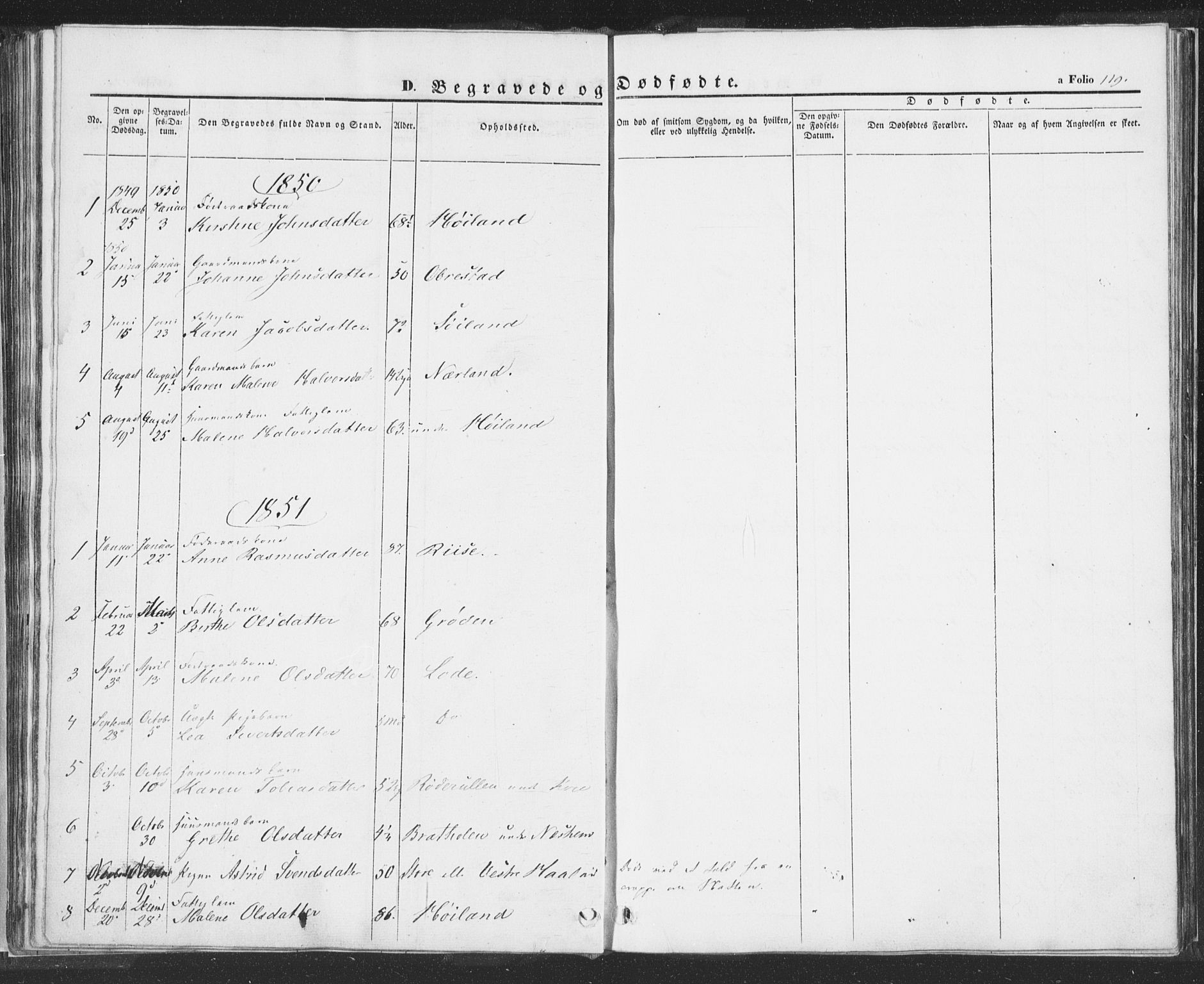 Hå sokneprestkontor, AV/SAST-A-101801/001/30BA/L0006: Parish register (official) no. A 5, 1842-1853, p. 119