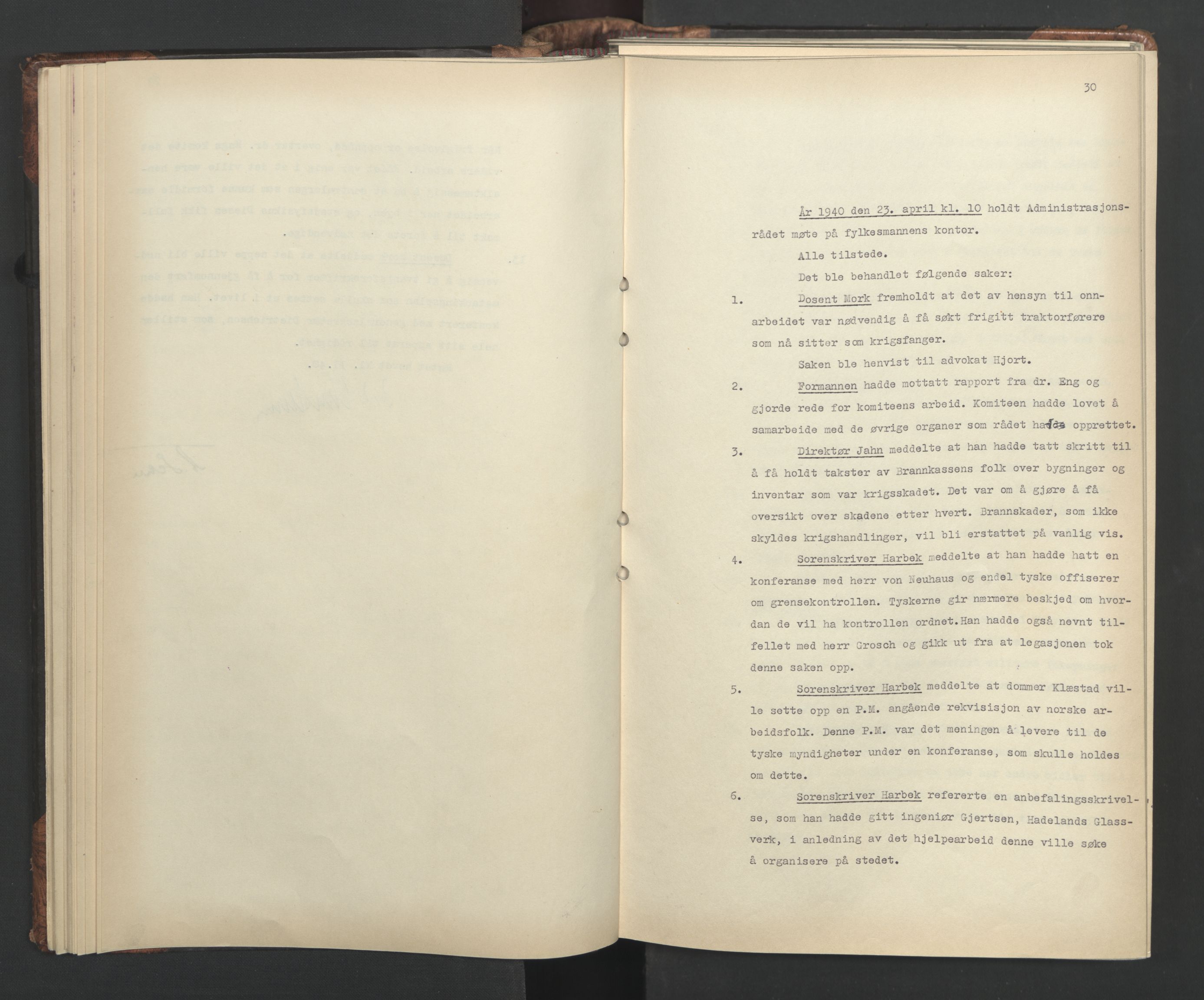 Administrasjonsrådet, AV/RA-S-1004/A/L0001: Møteprotokoll med tillegg 15/4-25/9, 1940, p. 30