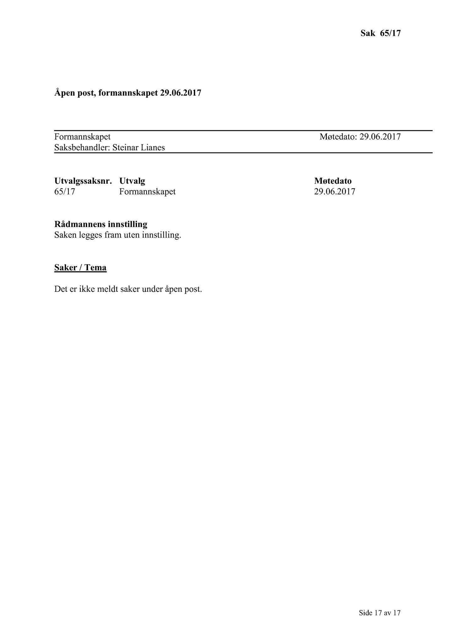 Klæbu Kommune, TRKO/KK/02-FS/L010: Formannsskapet - Møtedokumenter, 2017, p. 1884