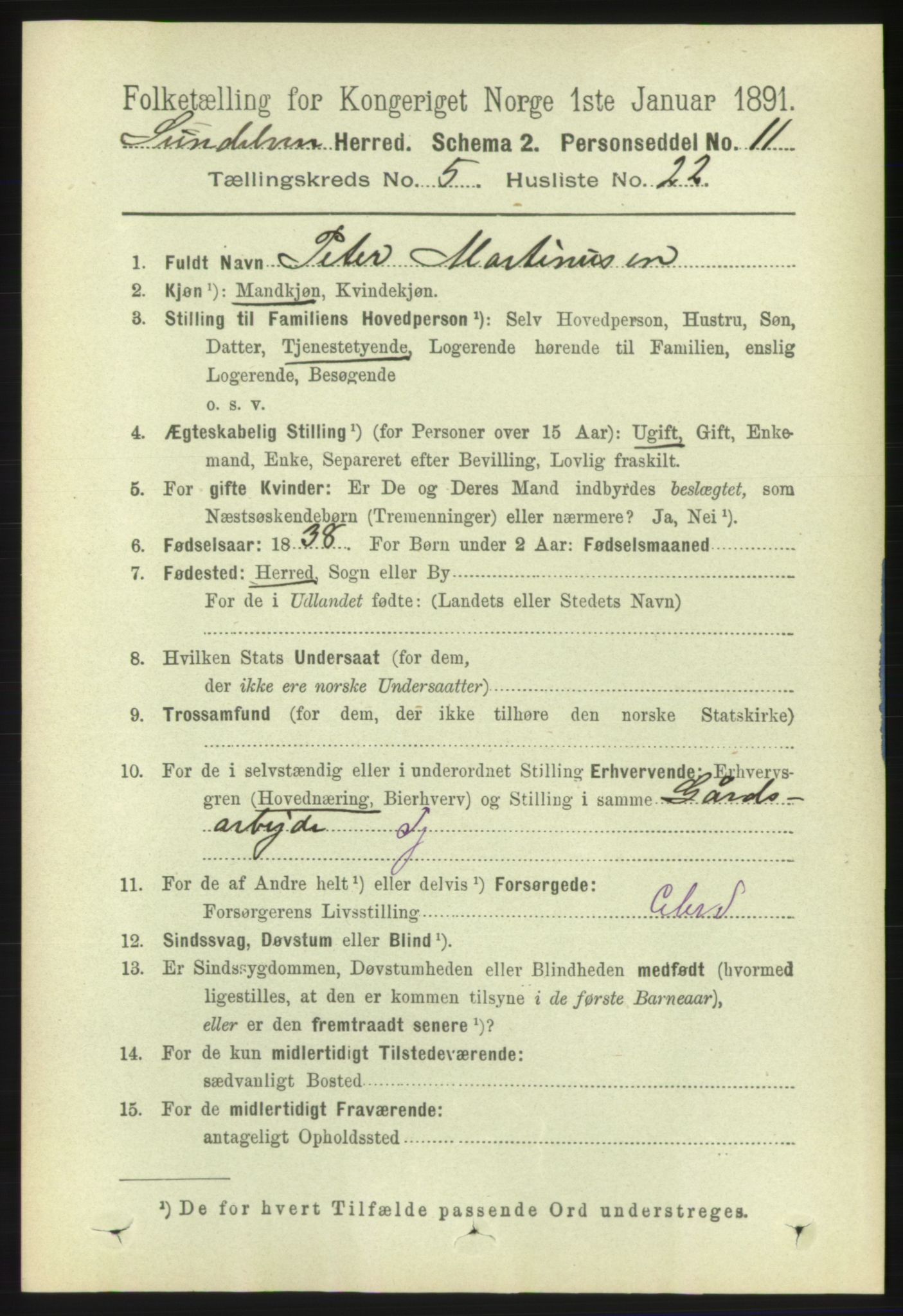 RA, 1891 census for 1523 Sunnylven, 1891, p. 1322