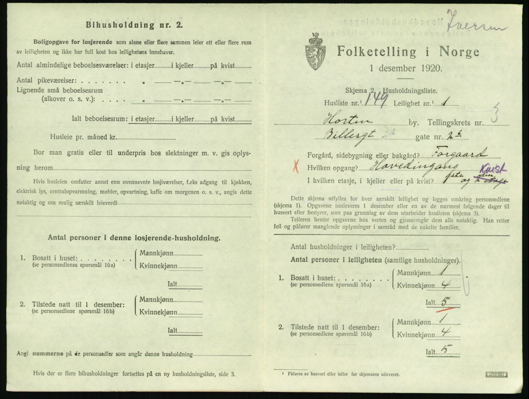 SAKO, 1920 census for Horten, 1920, p. 4617