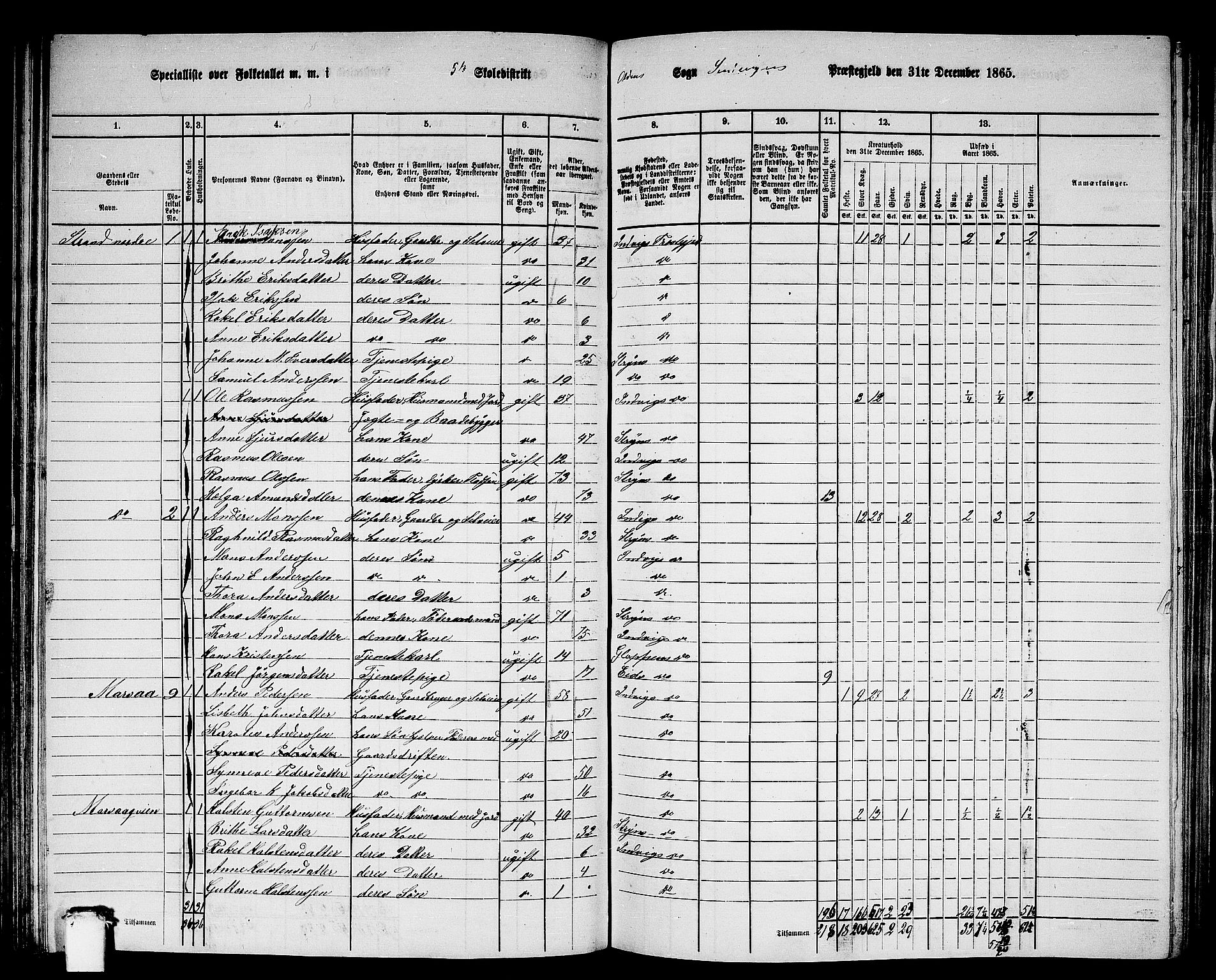 RA, 1865 census for Innvik, 1865, p. 89