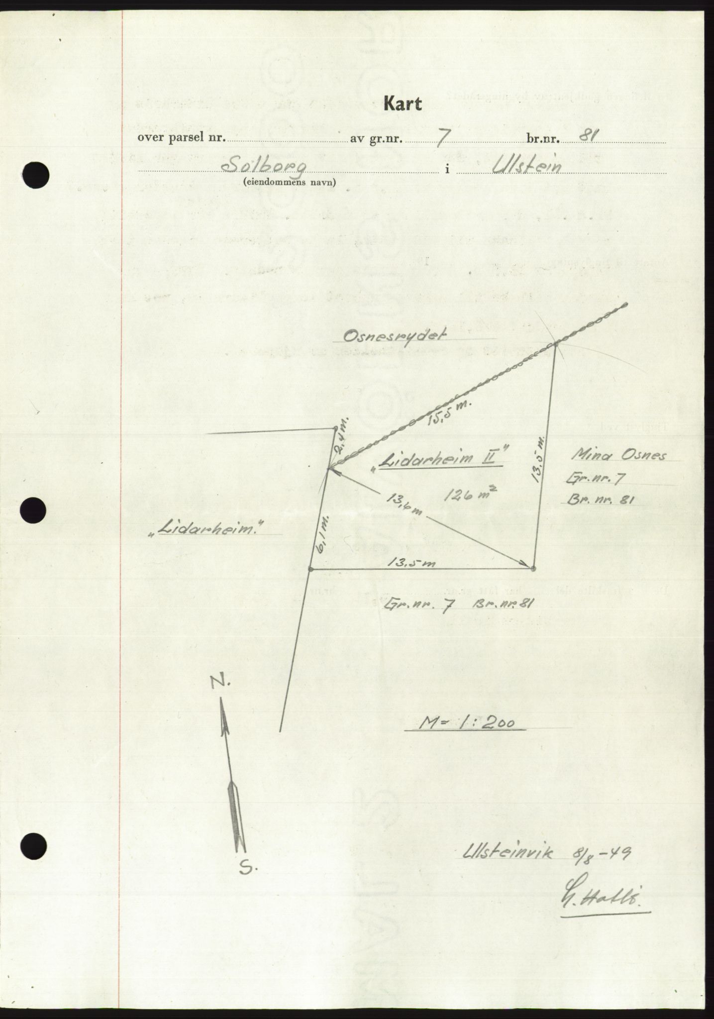 Søre Sunnmøre sorenskriveri, AV/SAT-A-4122/1/2/2C/L0085: Mortgage book no. 11A, 1949-1949, Diary no: : 1457/1949