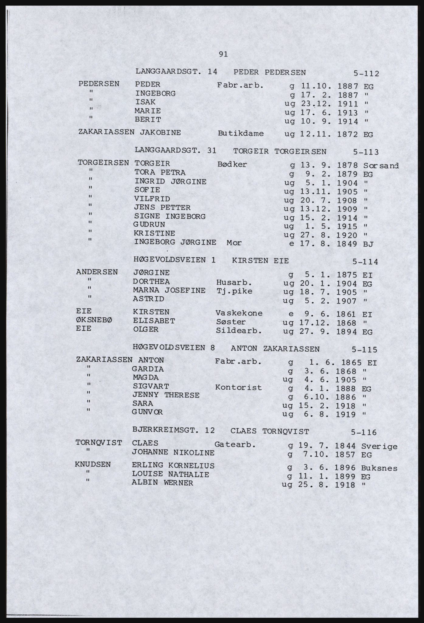 SAST, Copy of 1920 census for Dalane, 1920, p. 535