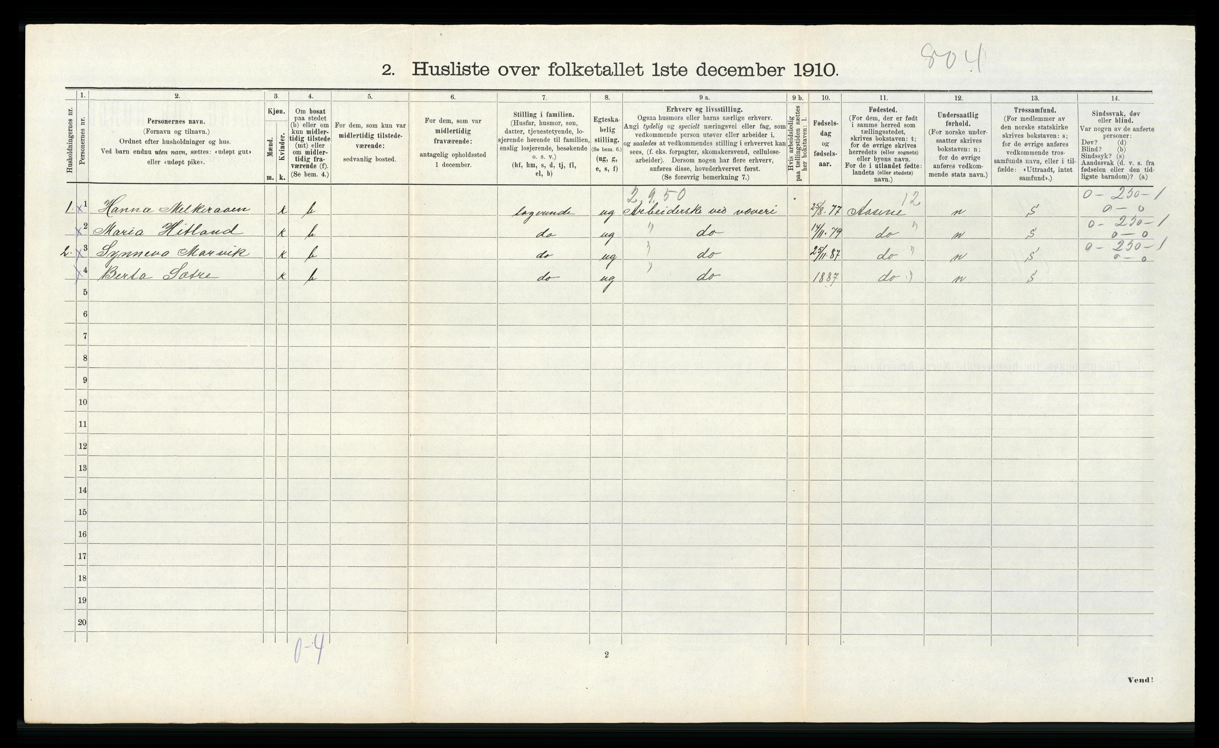 RA, 1910 census for Hamre, 1910, p. 887