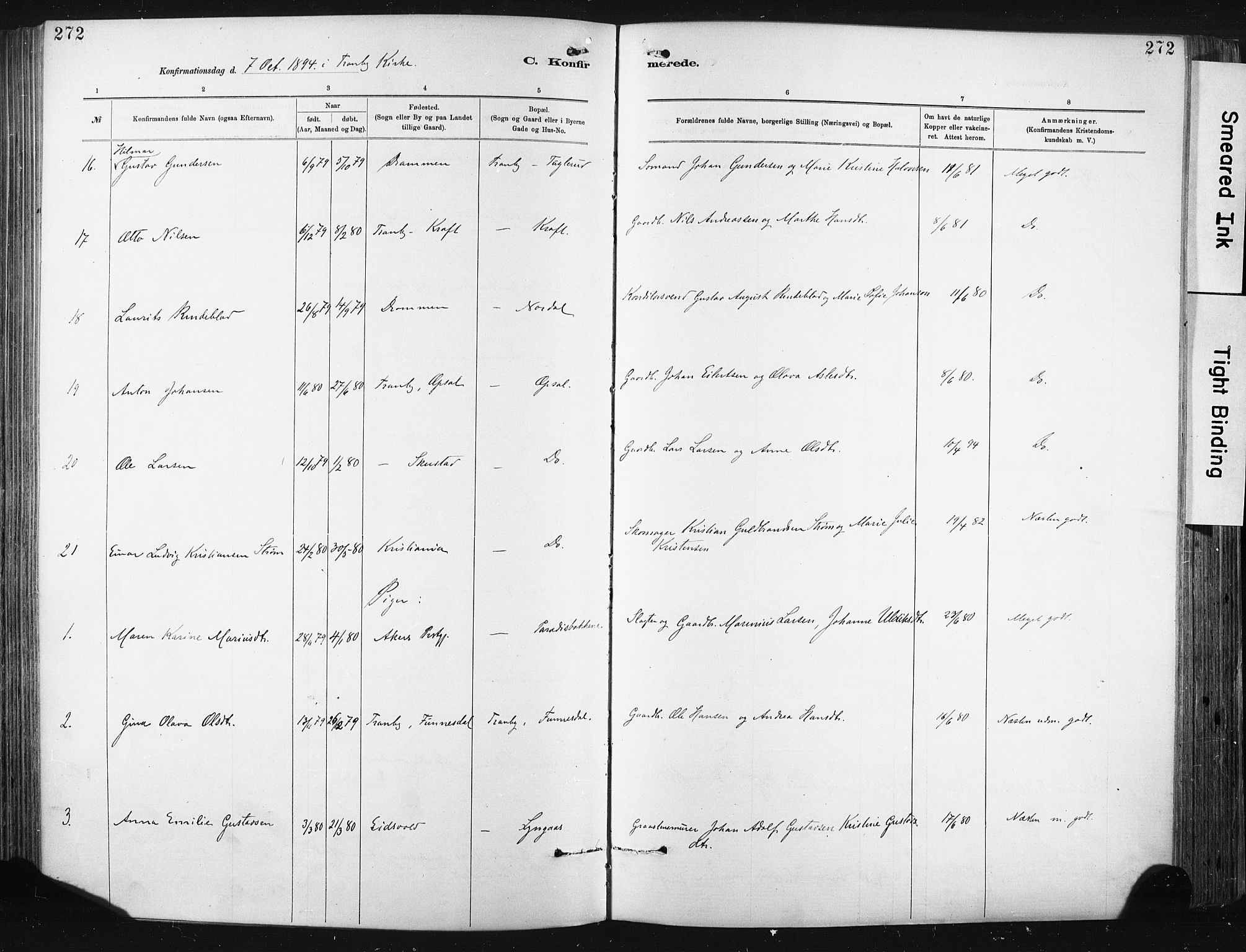 Lier kirkebøker, AV/SAKO-A-230/F/Fa/L0015: Parish register (official) no. I 15, 1883-1894, p. 272