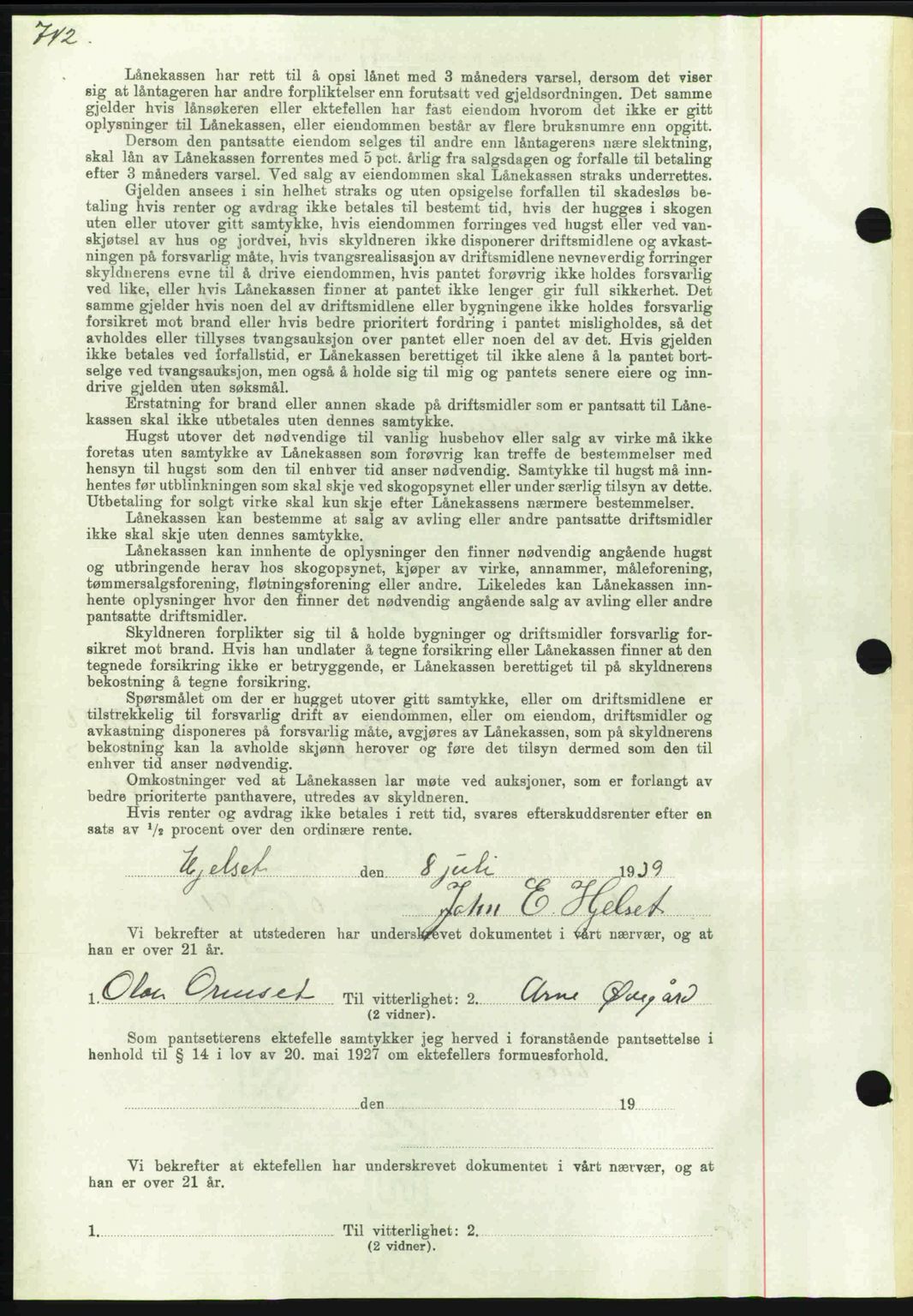 Nordmøre sorenskriveri, AV/SAT-A-4132/1/2/2Ca: Mortgage book no. B85, 1939-1939, Diary no: : 2044/1939