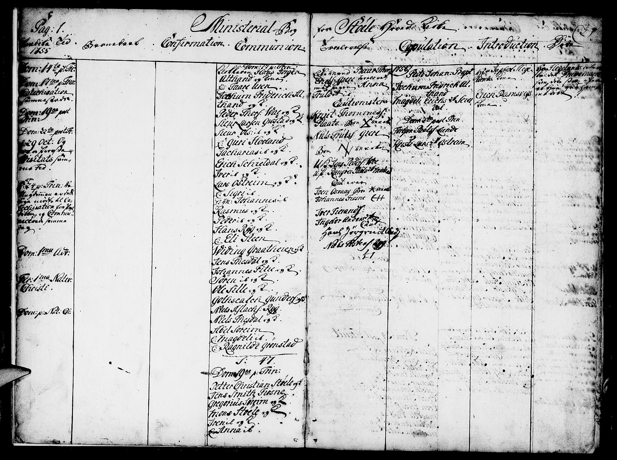 Etne sokneprestembete, SAB/A-75001/H/Haa: Parish register (official) no. A 3 /1, 1755-1782, p. 1-2