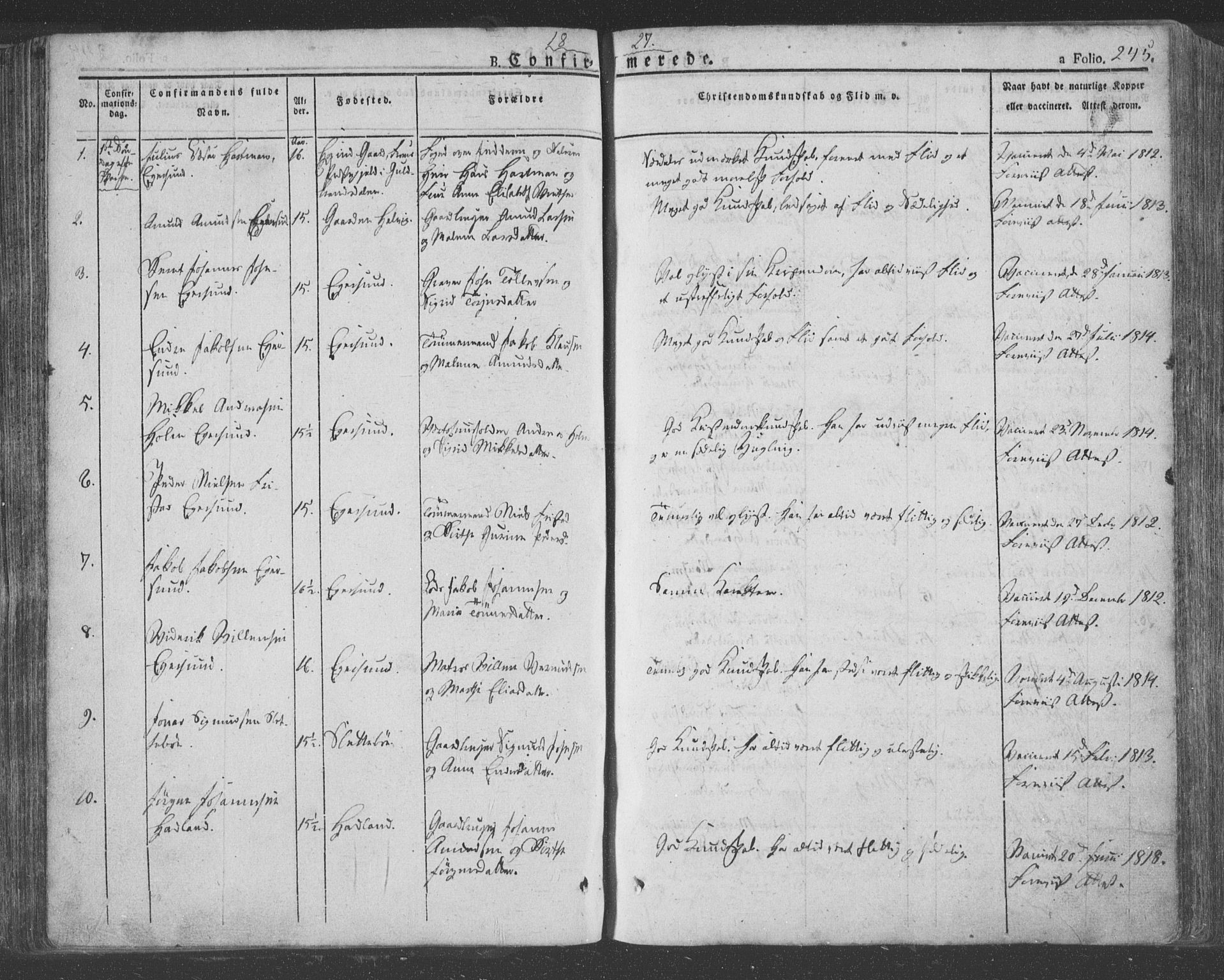Eigersund sokneprestkontor, SAST/A-101807/S08/L0009: Parish register (official) no. A 9, 1827-1850, p. 245