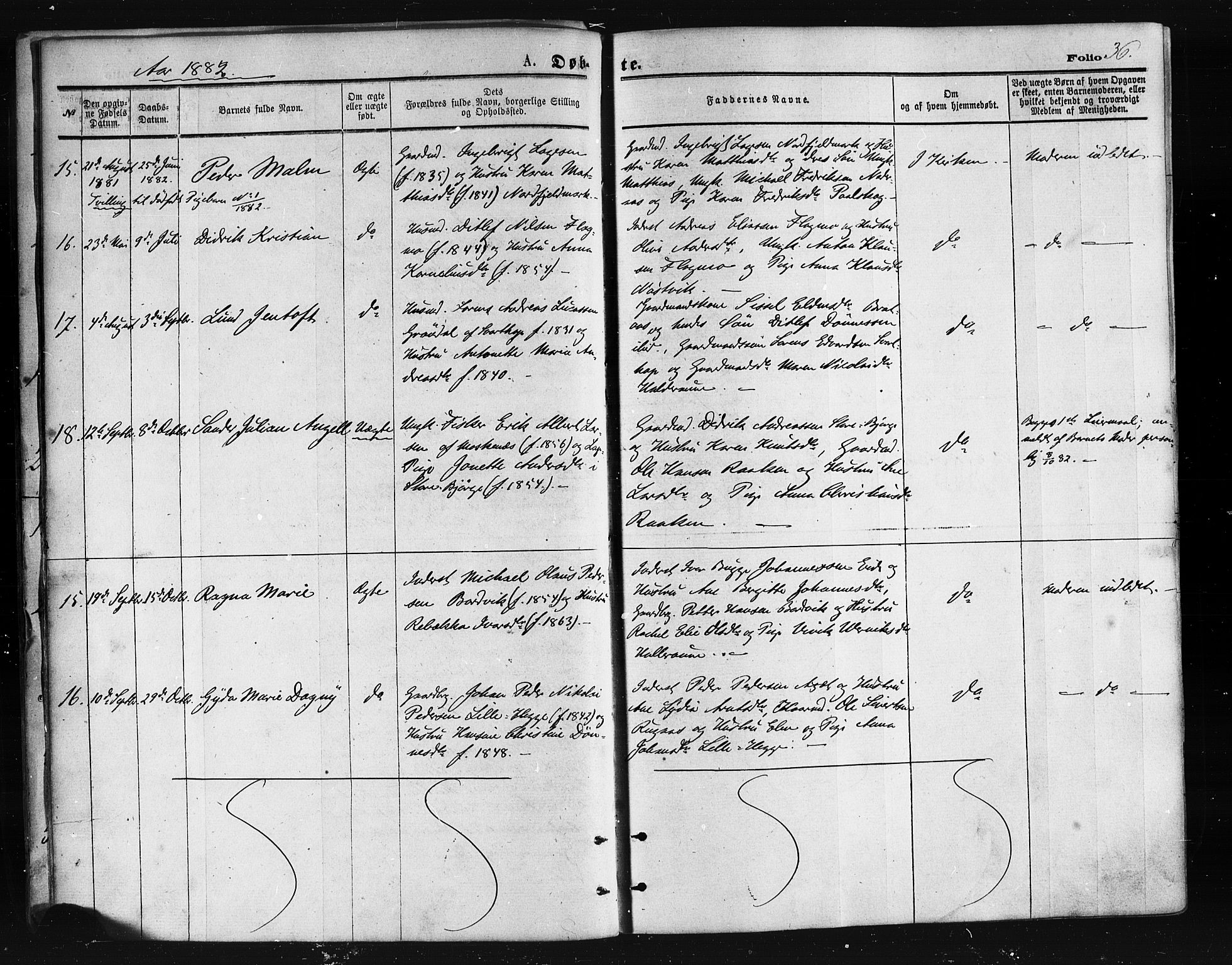 Ministerialprotokoller, klokkerbøker og fødselsregistre - Nordland, AV/SAT-A-1459/814/L0225: Parish register (official) no. 814A06, 1875-1885, p. 36