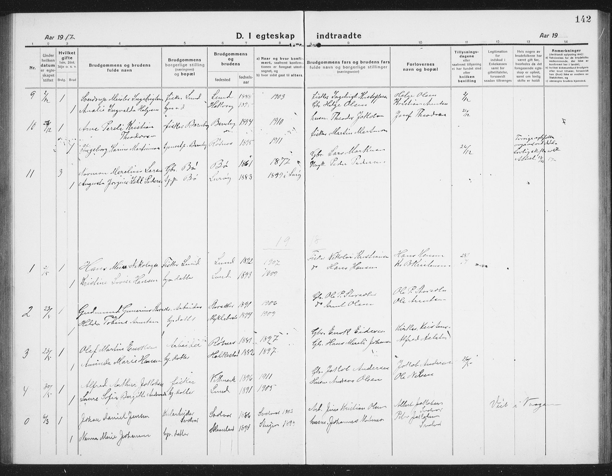 Ministerialprotokoller, klokkerbøker og fødselsregistre - Nordland, SAT/A-1459/855/L0817: Parish register (copy) no. 855C06, 1917-1934, p. 142