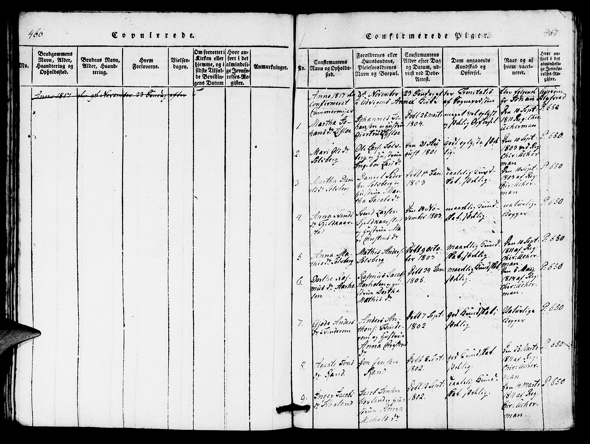 Innvik sokneprestembete, AV/SAB-A-80501: Parish register (copy) no. C 1, 1816-1820, p. 466-467