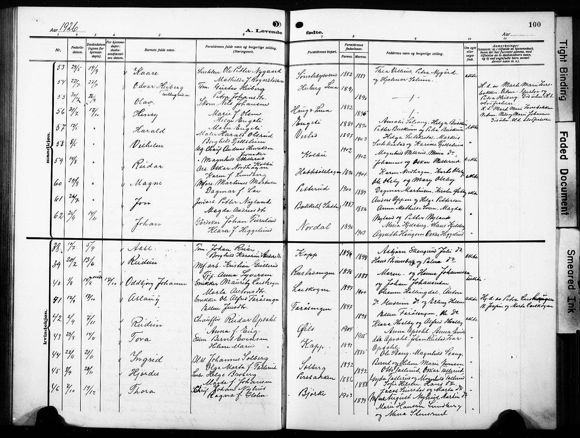 Østre Toten prestekontor, AV/SAH-PREST-104/H/Ha/Hab/L0010: Parish register (copy) no. 10, 1912-1933, p. 100