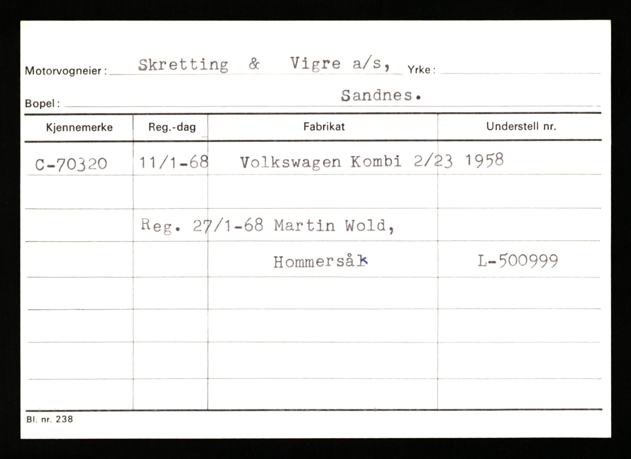 Stavanger trafikkstasjon, SAST/A-101942/0/G/L0008: Registreringsnummer: 67519 - 84533, 1930-1971, p. 361