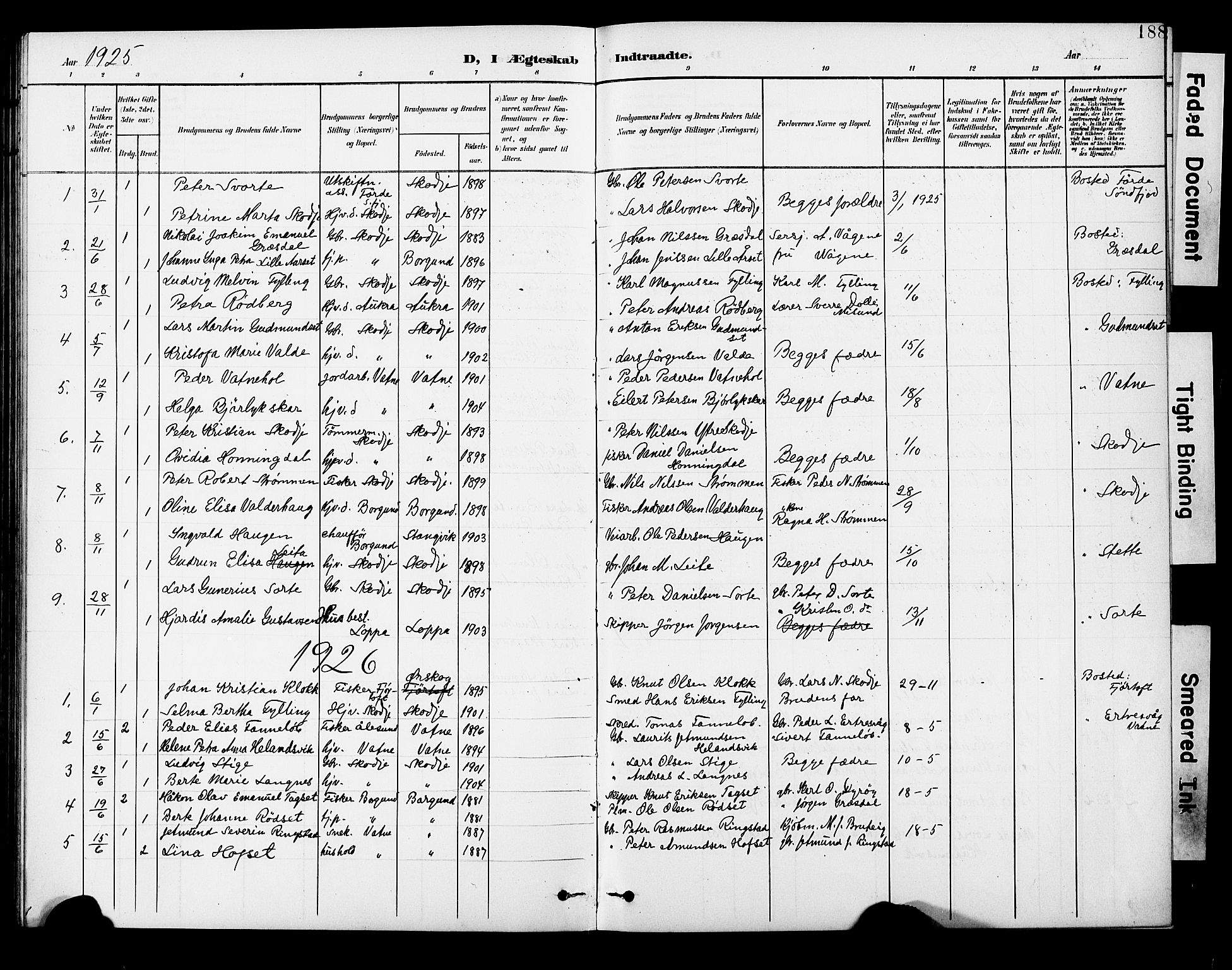 Ministerialprotokoller, klokkerbøker og fødselsregistre - Møre og Romsdal, SAT/A-1454/524/L0366: Parish register (copy) no. 524C07, 1900-1931, p. 188