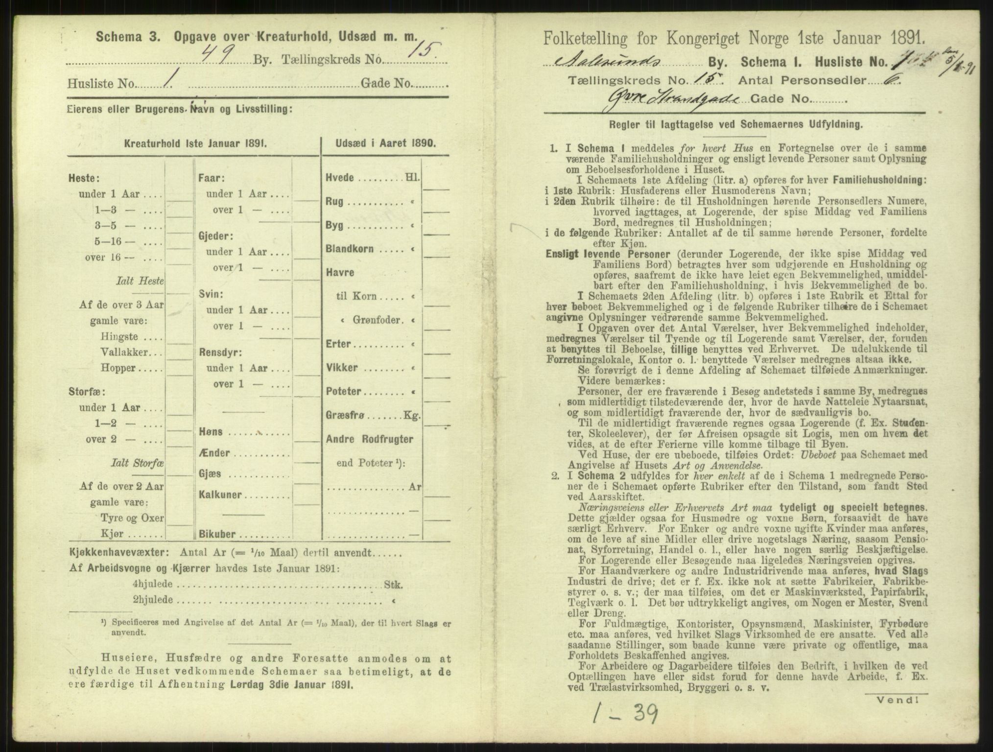 RA, 1891 census for 1501 Ålesund, 1891, p. 1022