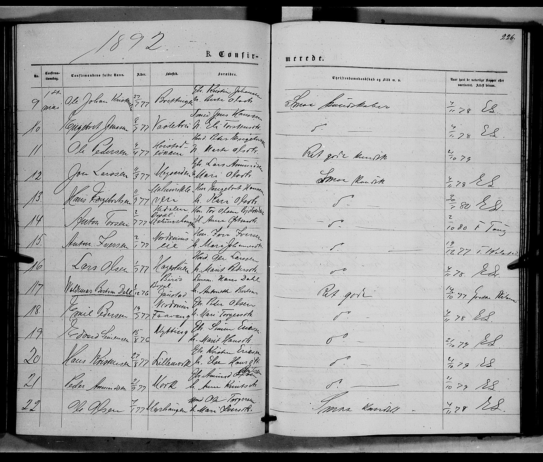 Ringebu prestekontor, SAH/PREST-082/H/Ha/Hab/L0006: Parish register (copy) no. 6, 1880-1898, p. 226