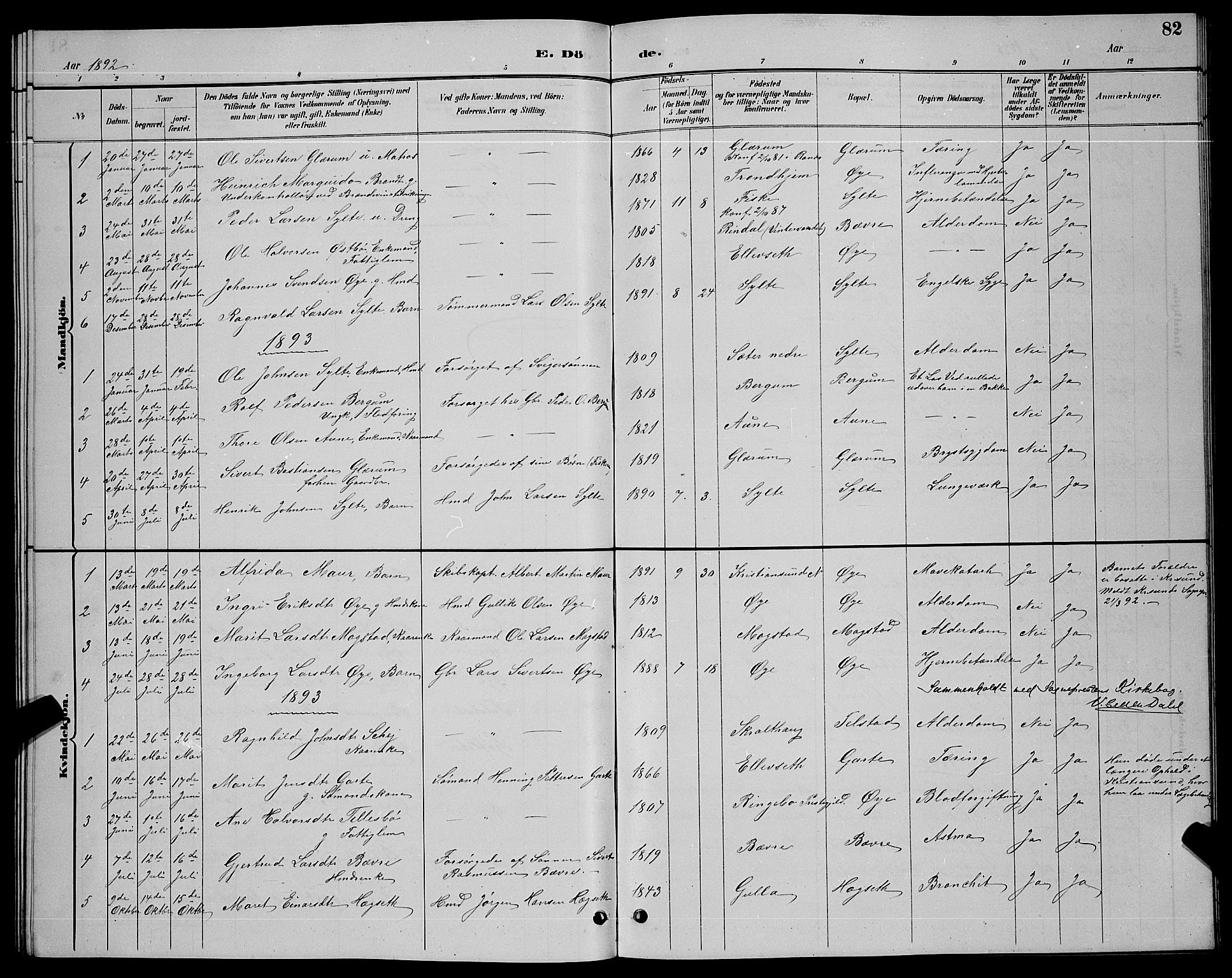 Ministerialprotokoller, klokkerbøker og fødselsregistre - Møre og Romsdal, AV/SAT-A-1454/595/L1052: Parish register (copy) no. 595C04, 1885-1900, p. 82