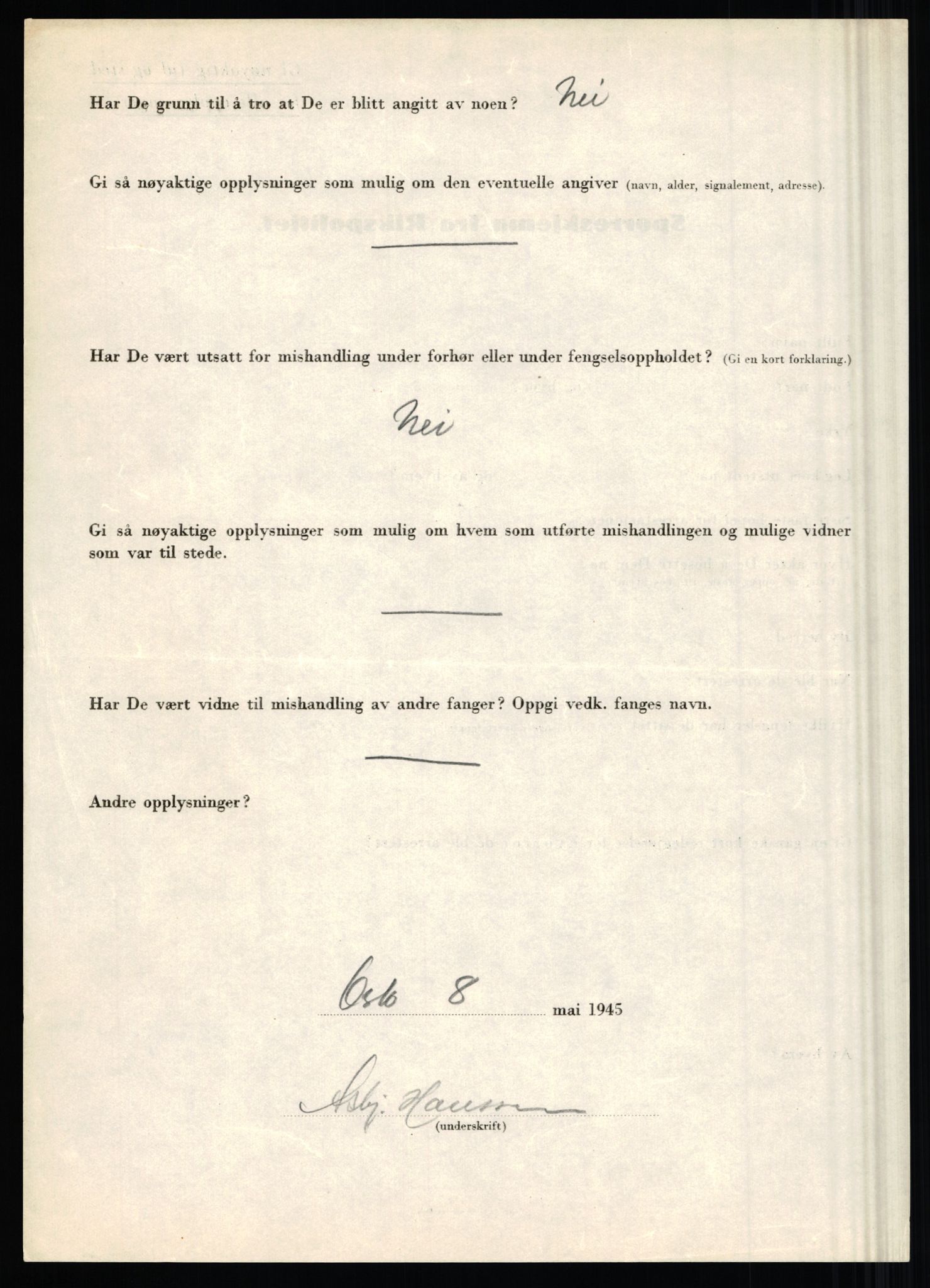 Rikspolitisjefen, AV/RA-S-1560/L/L0006: Hansen, Adolf Boye - Hemstad, Gunnar, 1940-1945, p. 58