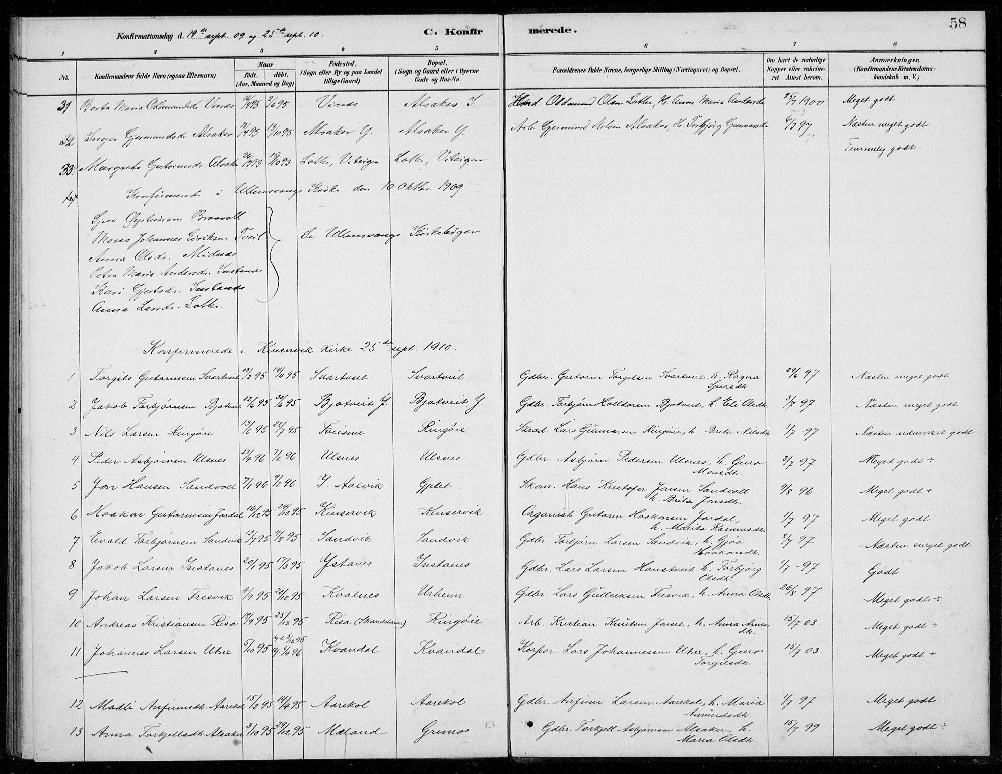Ullensvang sokneprestembete, SAB/A-78701/H/Haa: Parish register (official) no. E  2, 1880-1914, p. 58